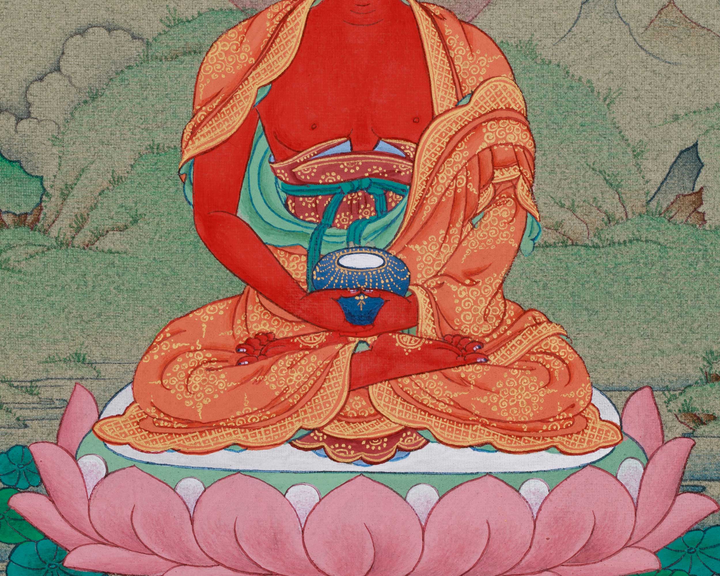 6.5 Inch Tibetan Amitabha Buddha Painting | Buddha of Limitless Light and Serenity