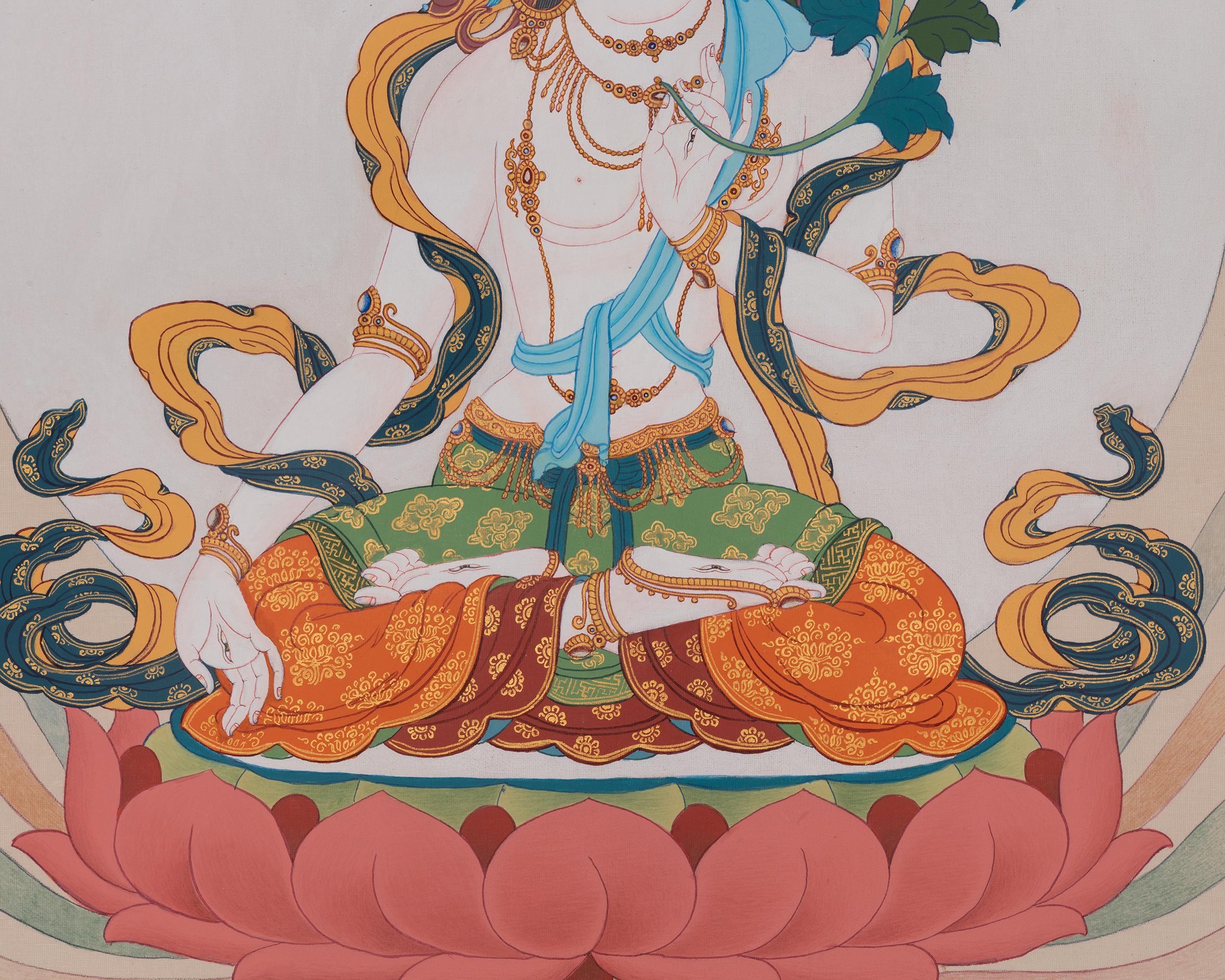 White Tara Compassionate Thangka | Seven-Eyed Deity | Longevity Artwork