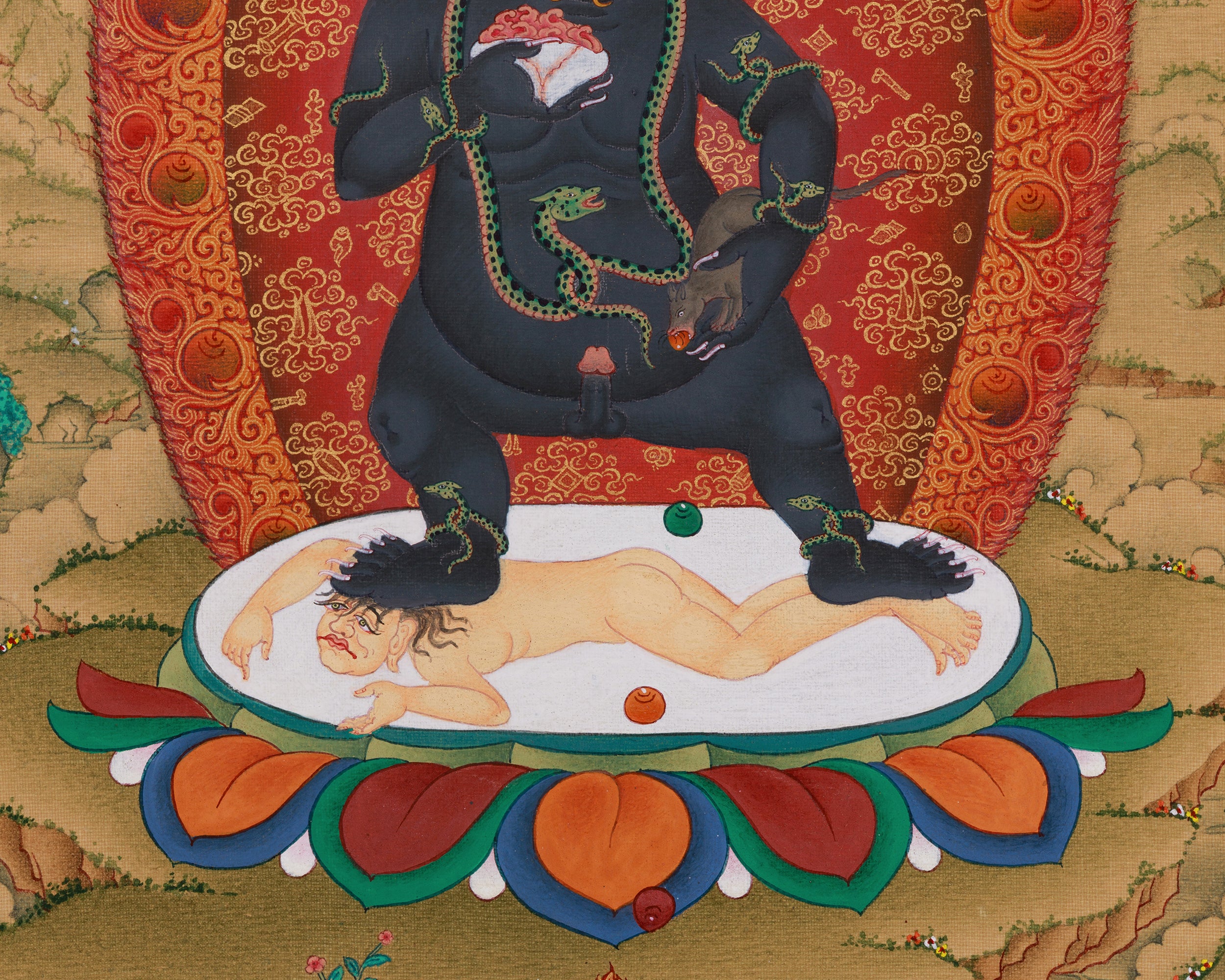 Sacred Standing Black Dzambhala | Wealth Deity for Spiritual and Material Abundance