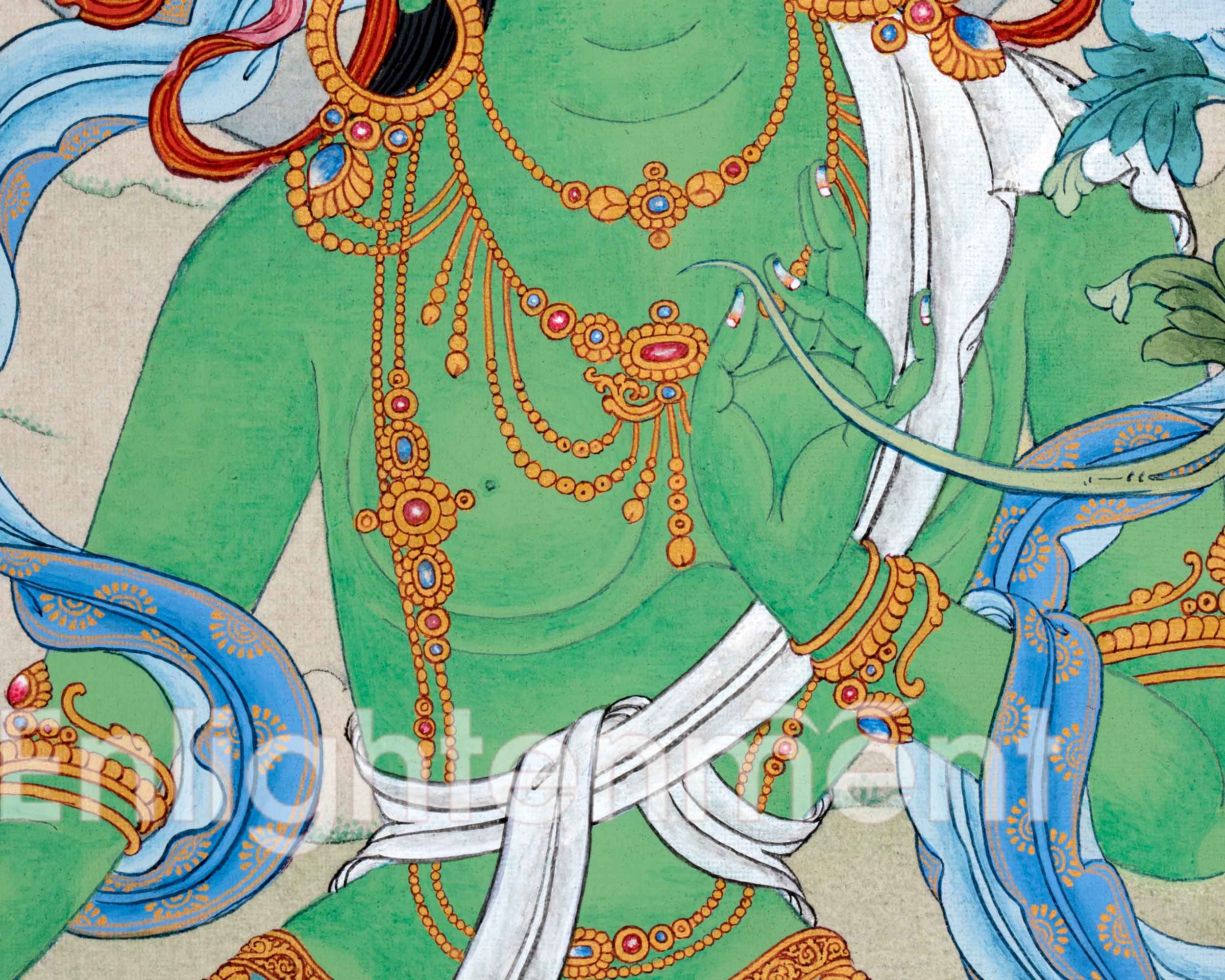 Green Tara, The Mother of Liberation | Traditional Tibetan Buddhist Thangka | The Divine Feminine