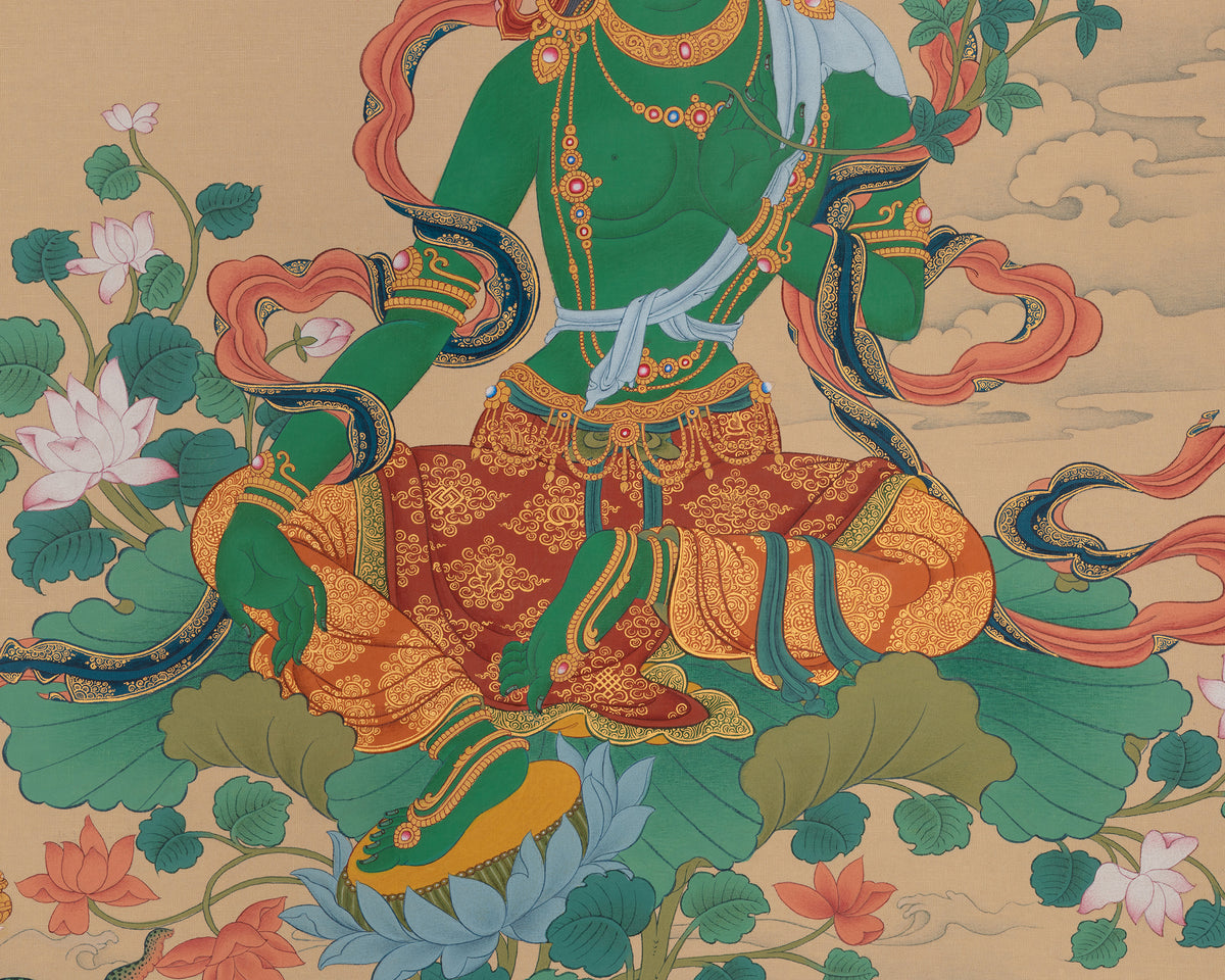 Green Tara Traditional Thangka | Shyama Tara Artwork