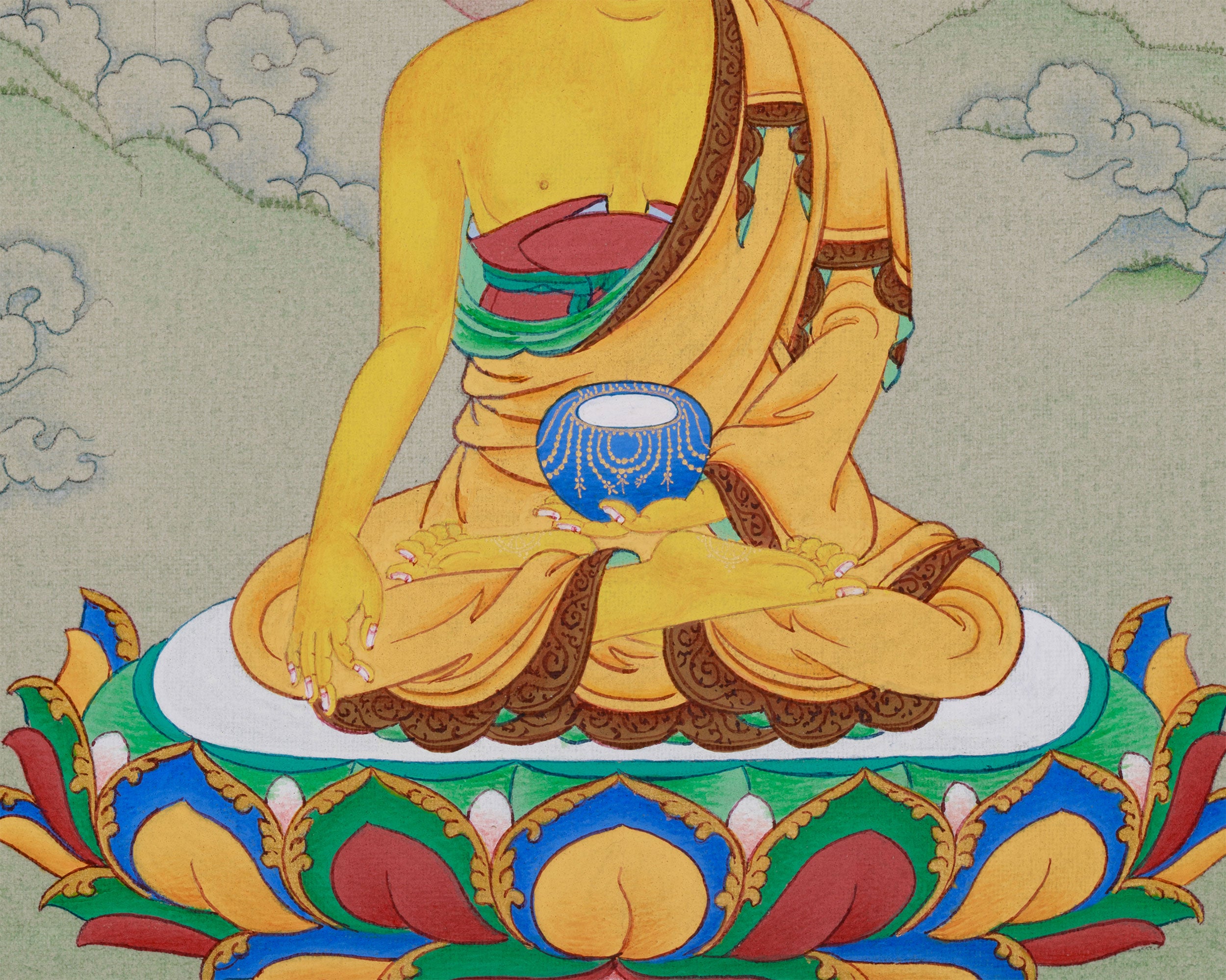 Mini Shakyamuni Buddha Thangka | Hand-Painted Tibetan Artwork
