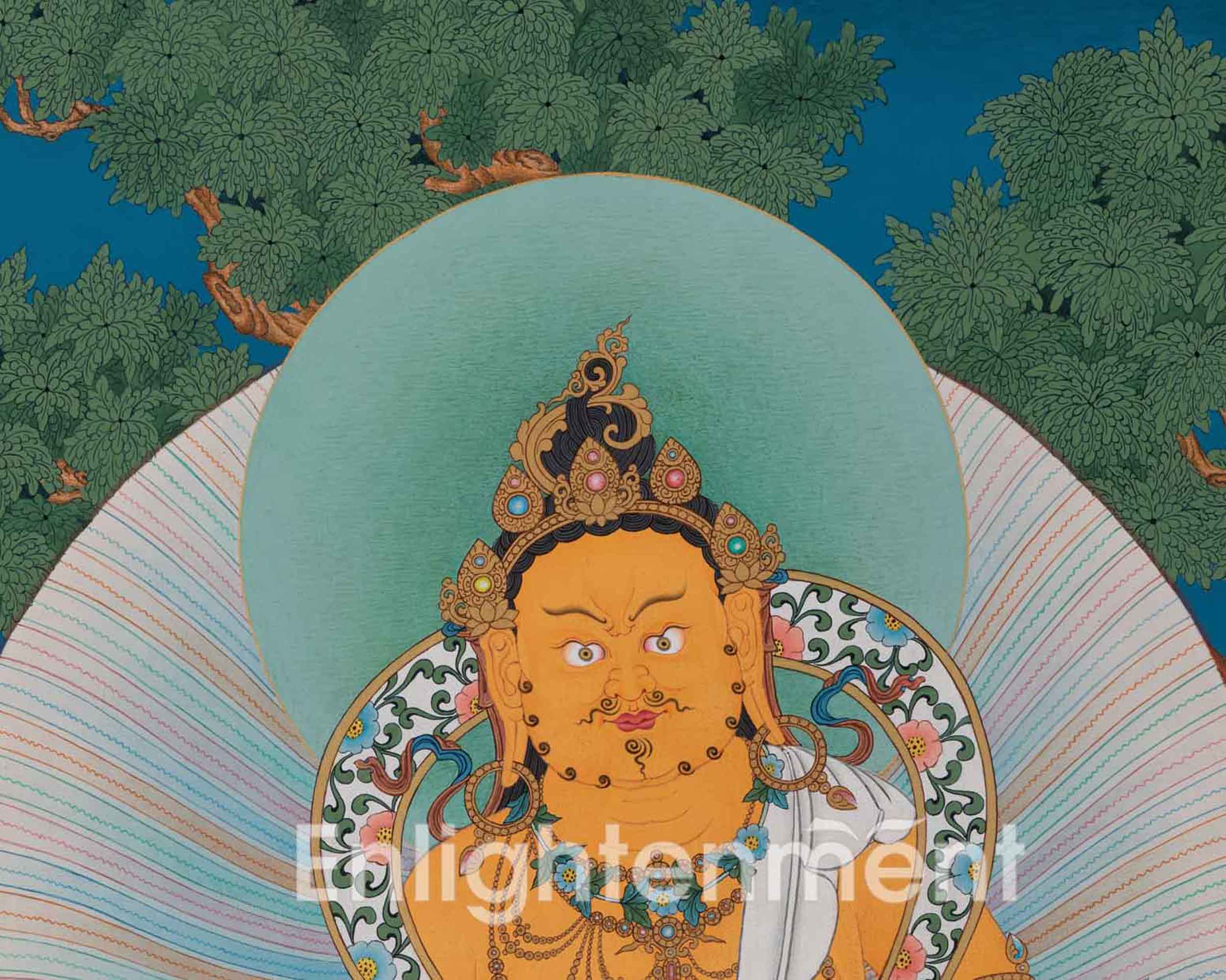 Dzambhala Thangka Art for Well Being | Himalayan Artwork for Decor