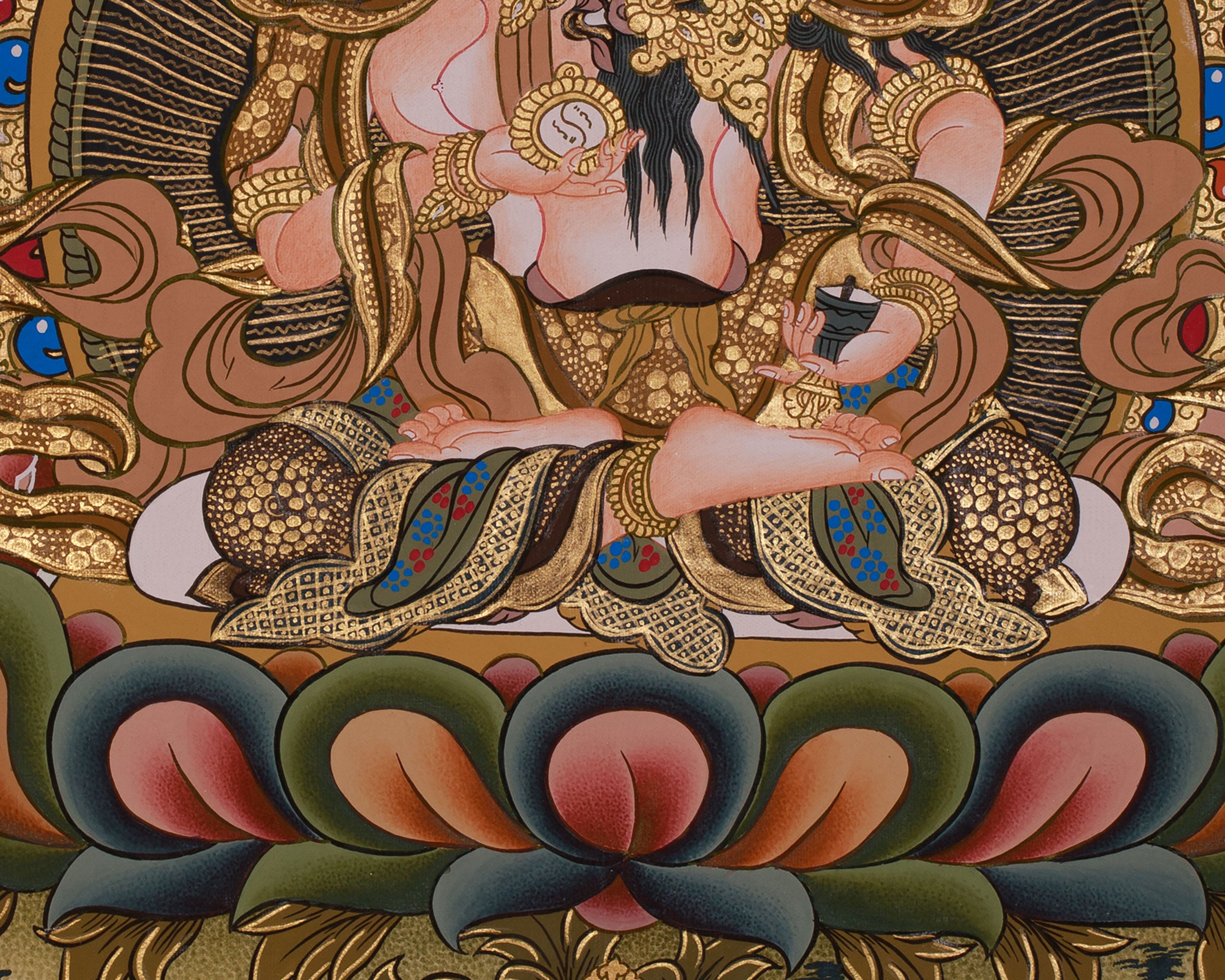 Hand-Painted Heruka Vajrasattva and Consort Thangka | Divine Union of Wisdom and Compassion