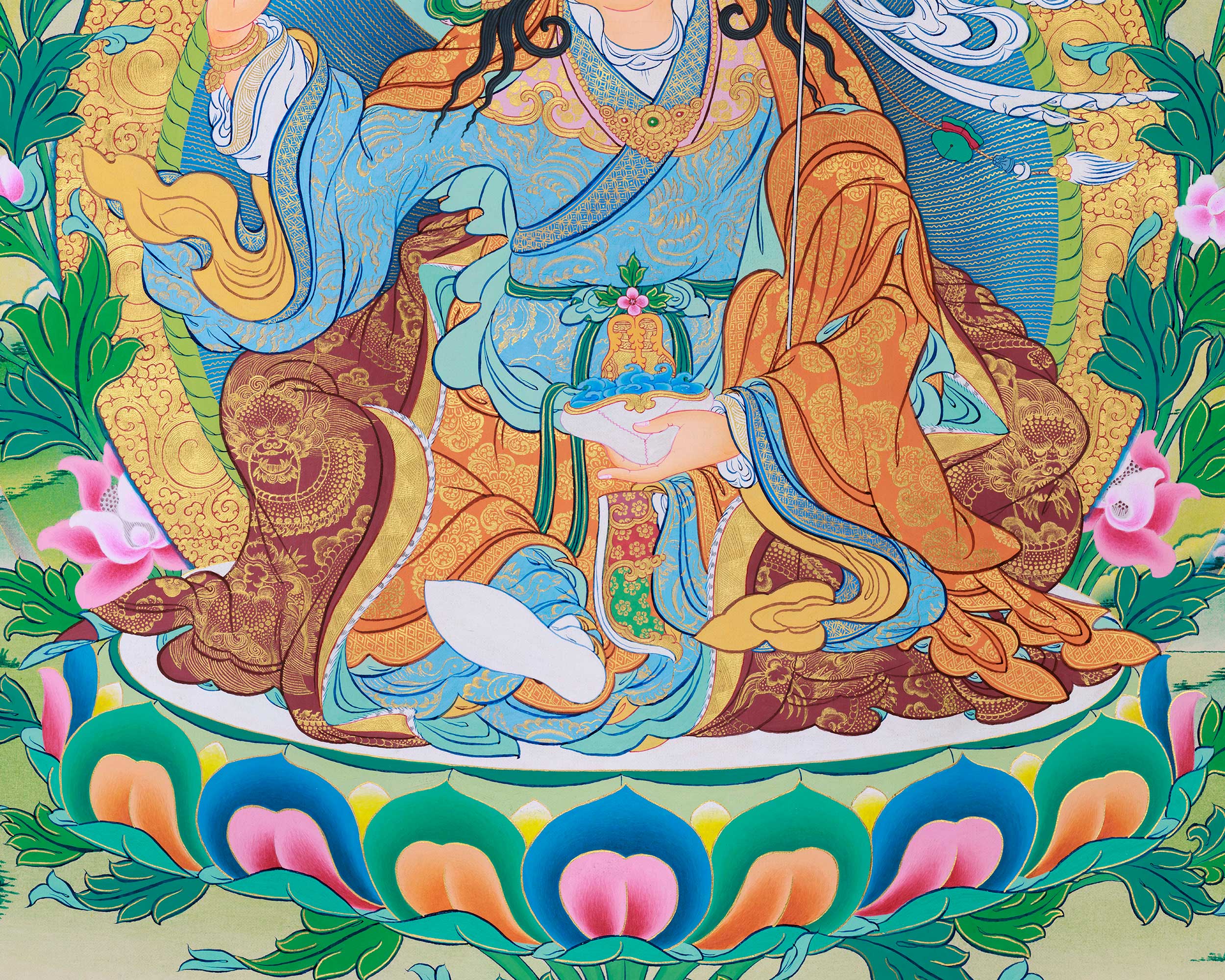 Guru Rinpoche Sacred Artwork | Hand-Painted Padmasambhava Thangka