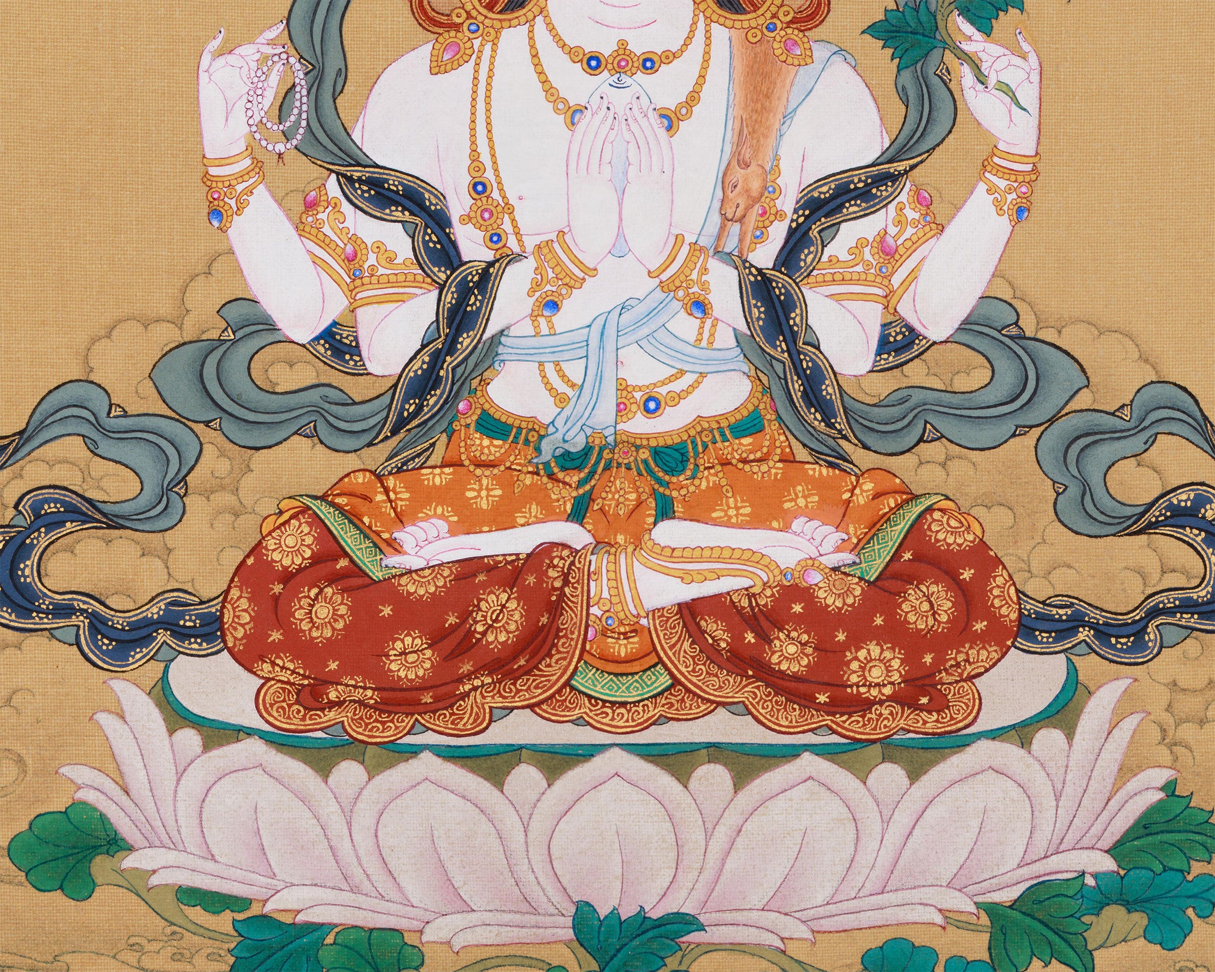 Divine Chenrezig with Amitabha Thangka | A Radiant Offering of Love and Enlightenment