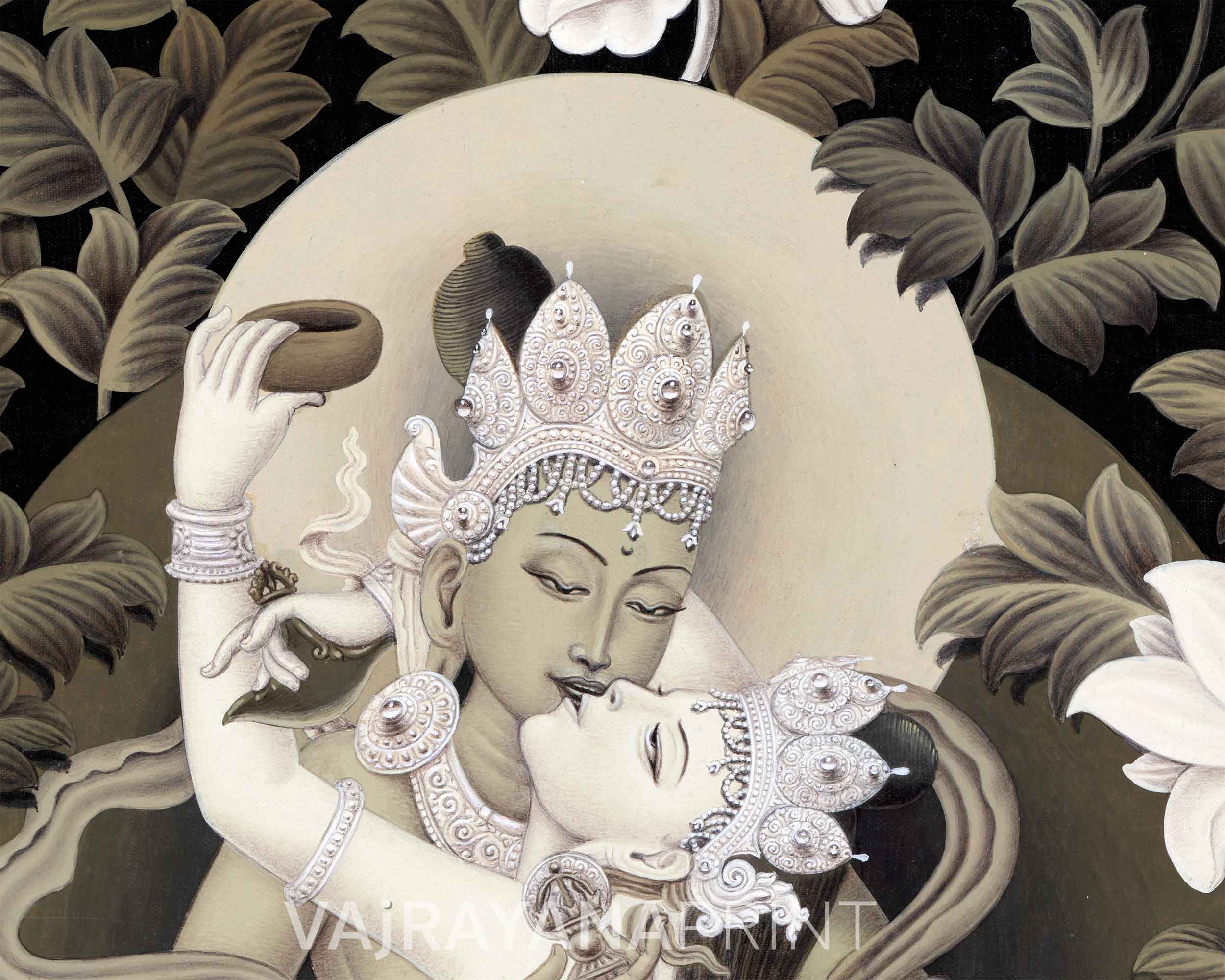 Vajrasattva Consort Thangka Print | Buddhist Art Work | Traditional Wall Decors
