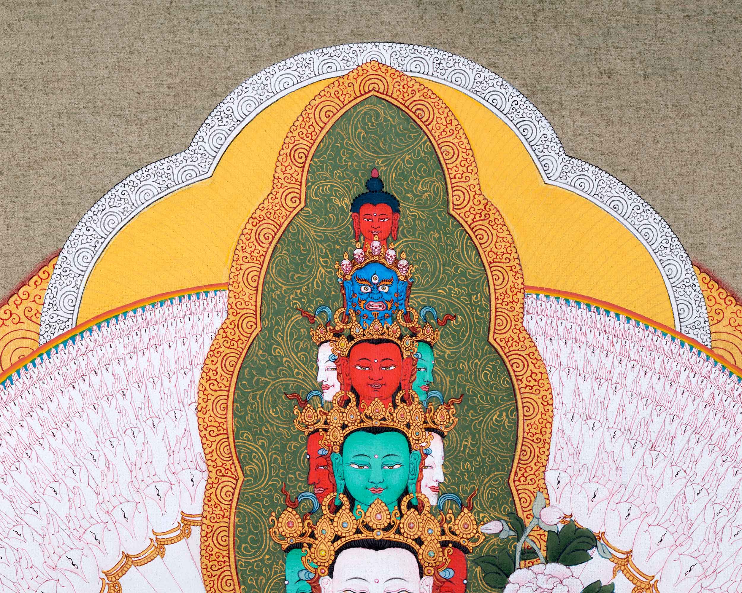Buddha of Compassion, The 1000 Armed Chenrezig | Thangka for Meditation Practice