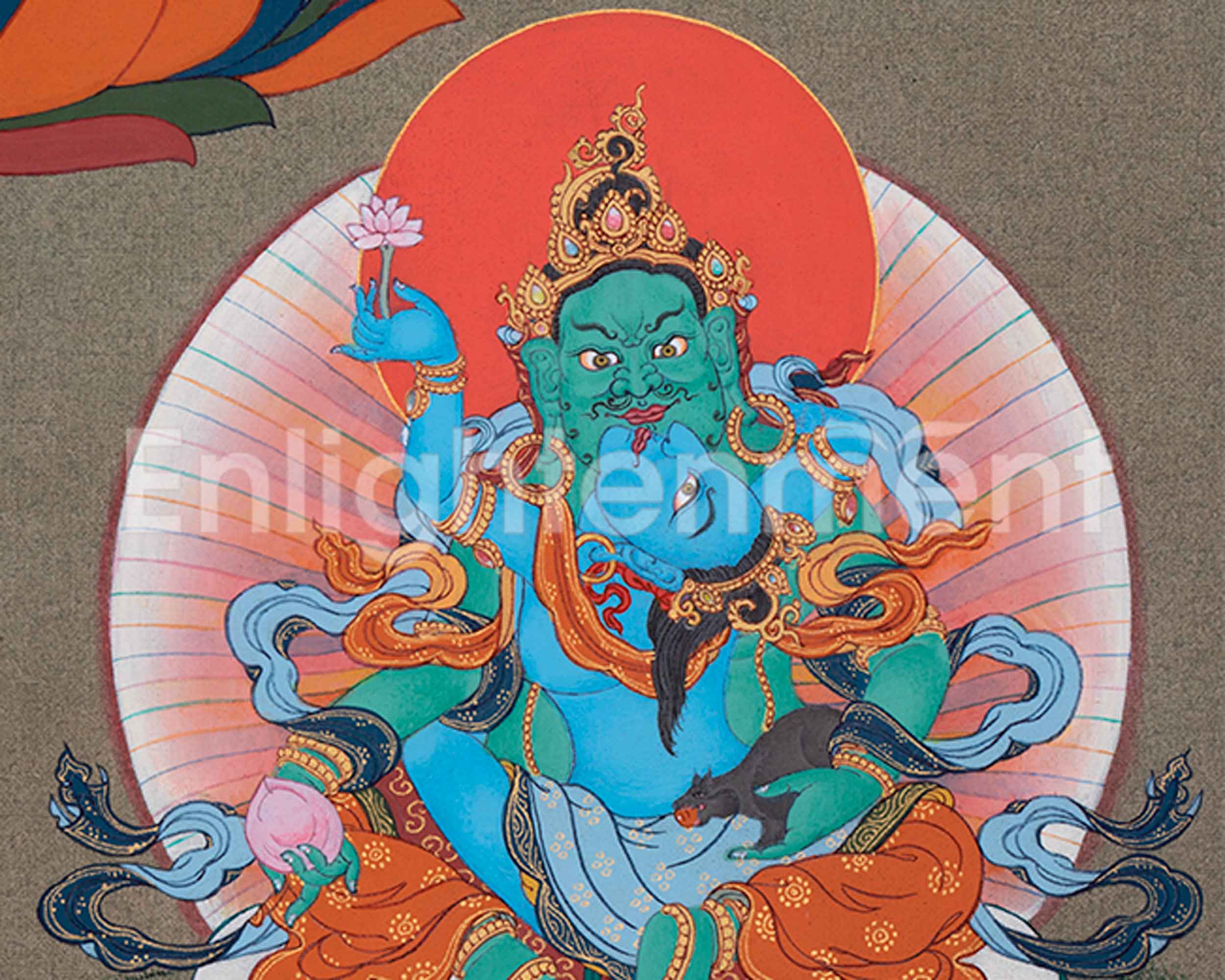 Five Dzambhala Thangka | Deity of Wealth and Compassion | Nepalese Hand-painted Thangka