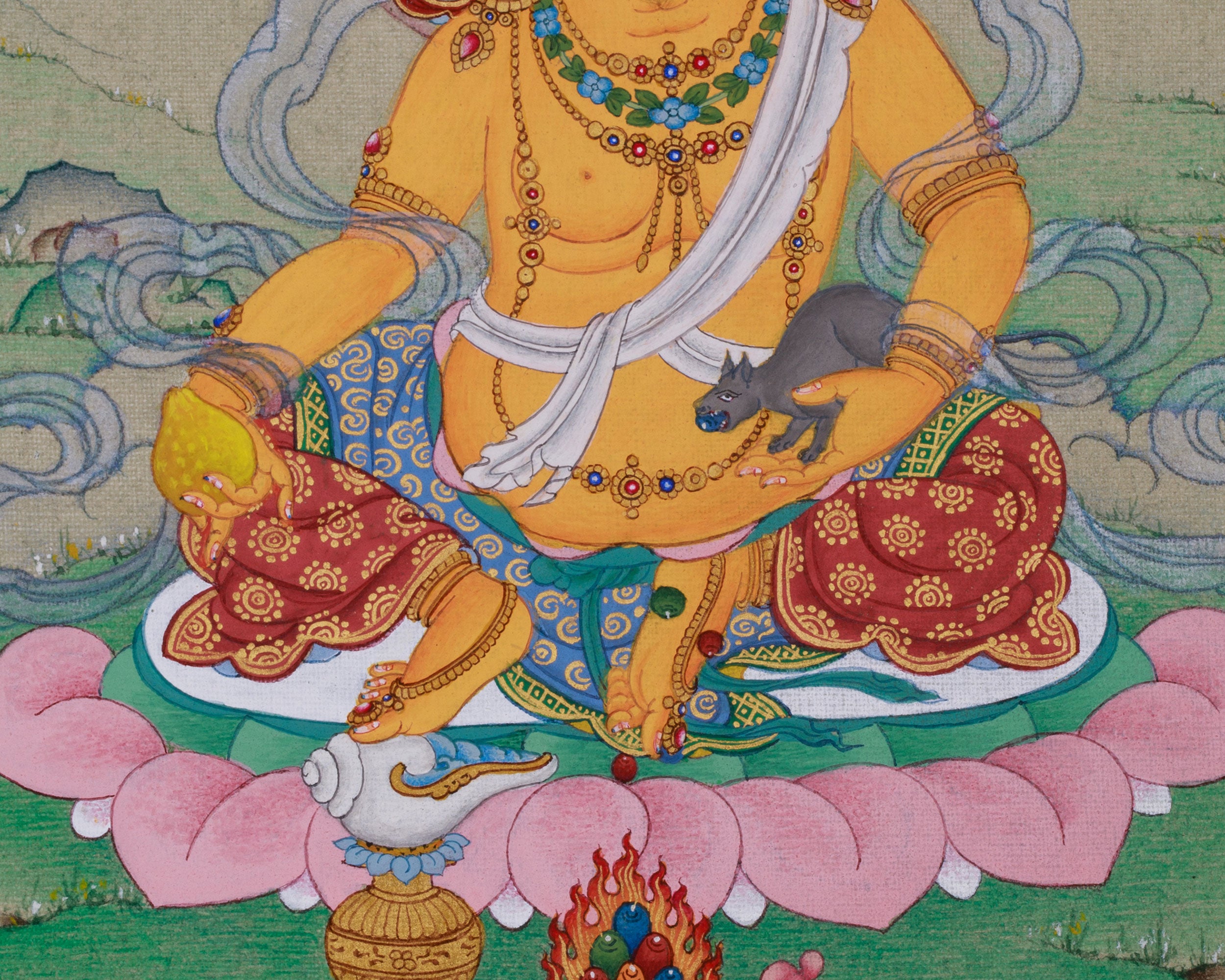 Dzambala Thangka, Guardian of Prosperity | Buddha of Wealth & Protection