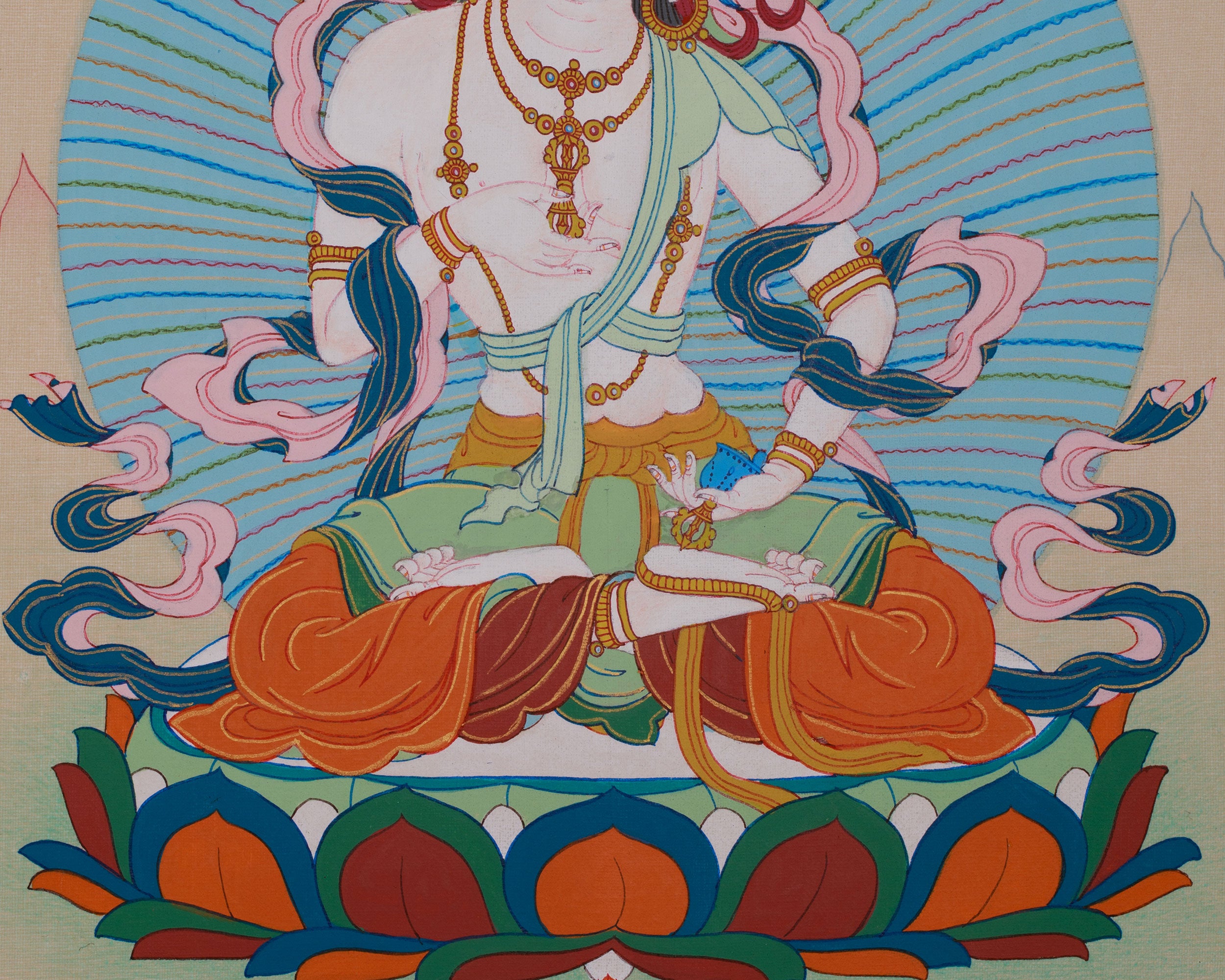 Tibetan Dorje Sempa Thangka | Vajrayana Deity for Cleansing Negative Karma | Brocade Mounted