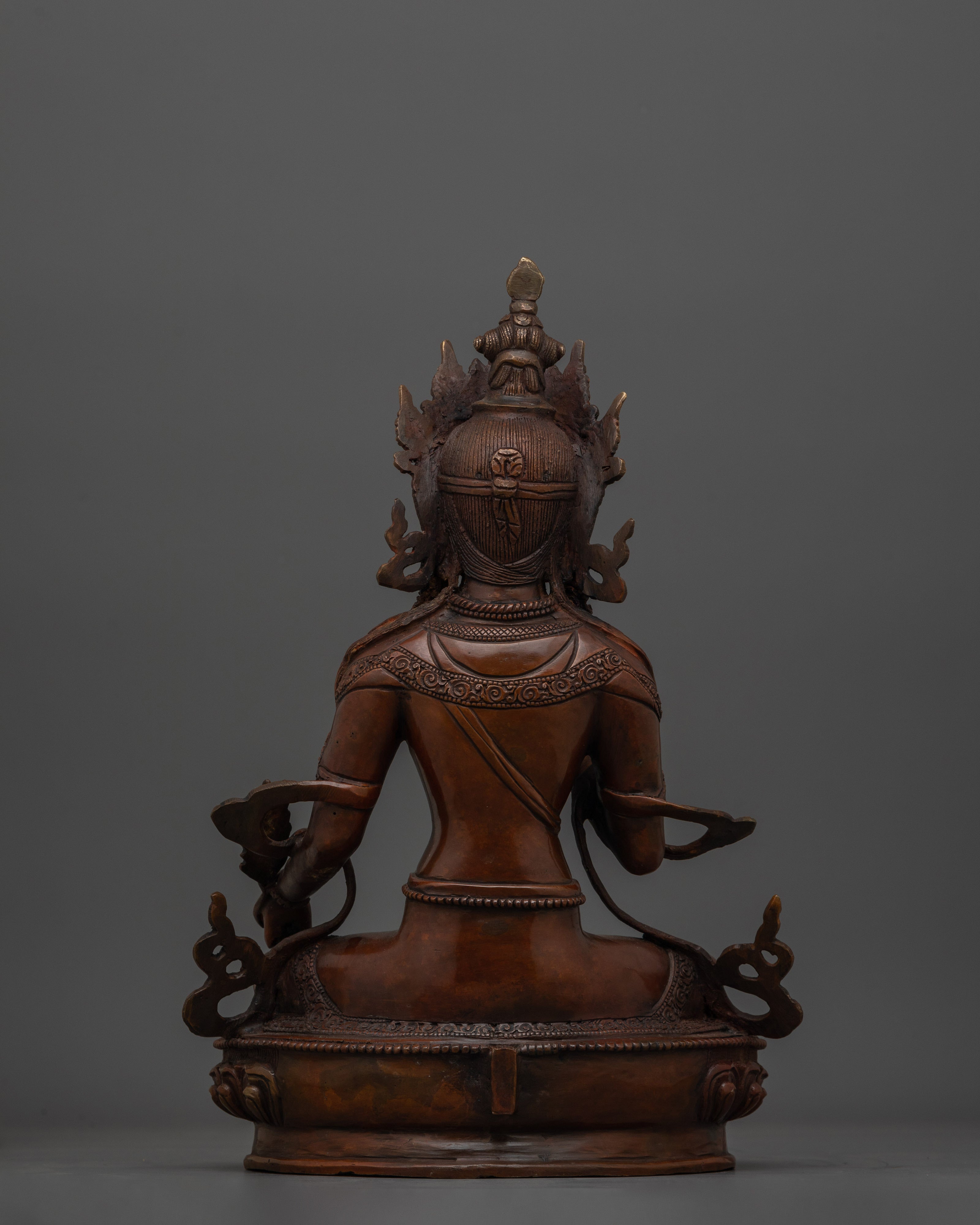 Oxidized Copper Kshitigarbha Saviour Bodhisattva Sculpture | Spiritual Guidance Decor