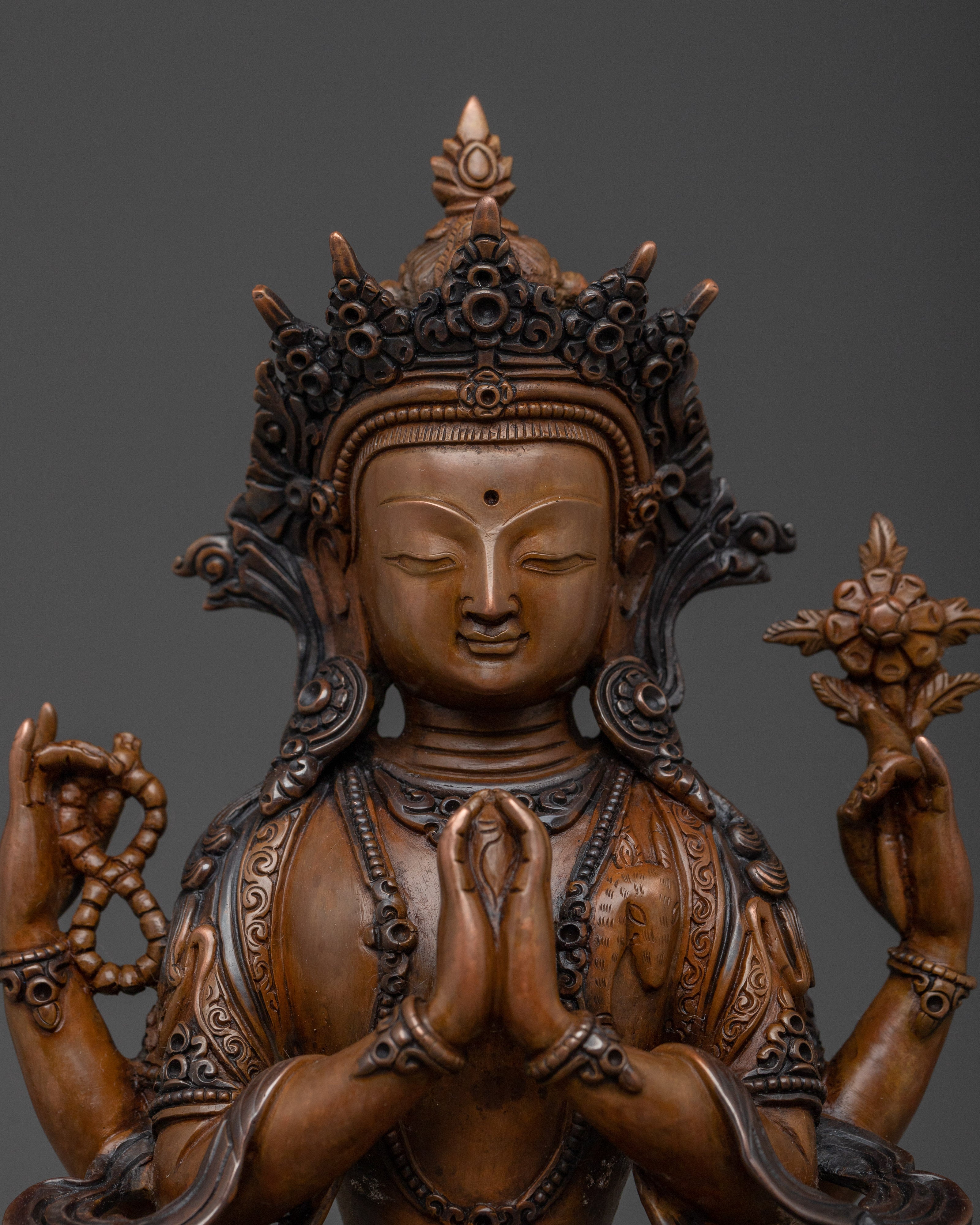 Handcrafted Buddha Statue of Chenrezig | Protector and Healer in Tibetan Buddhism