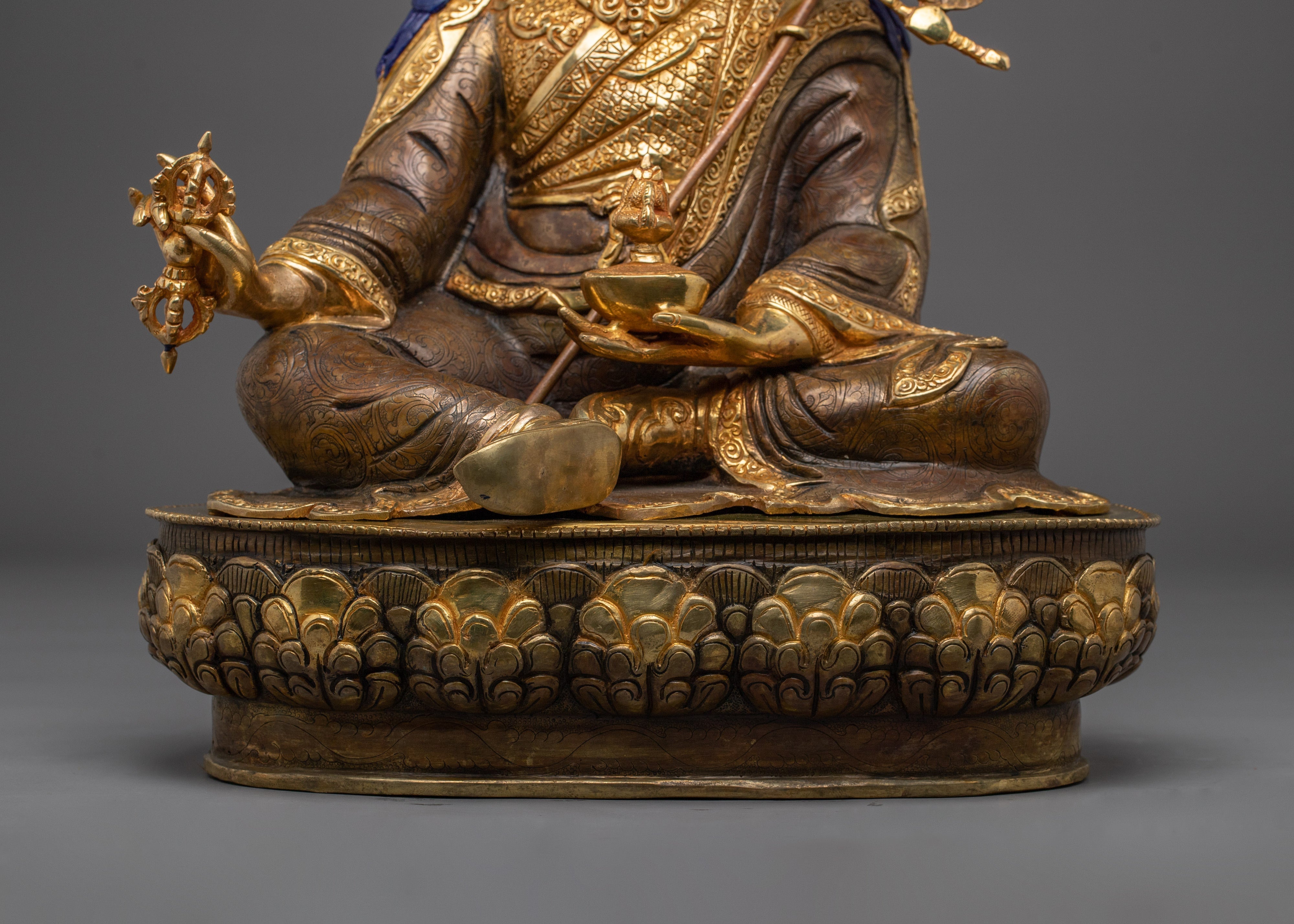 Guru Rinpoche Statue Crafted with Copper | Tibetan Master Sculpture for Meditation & Shrine