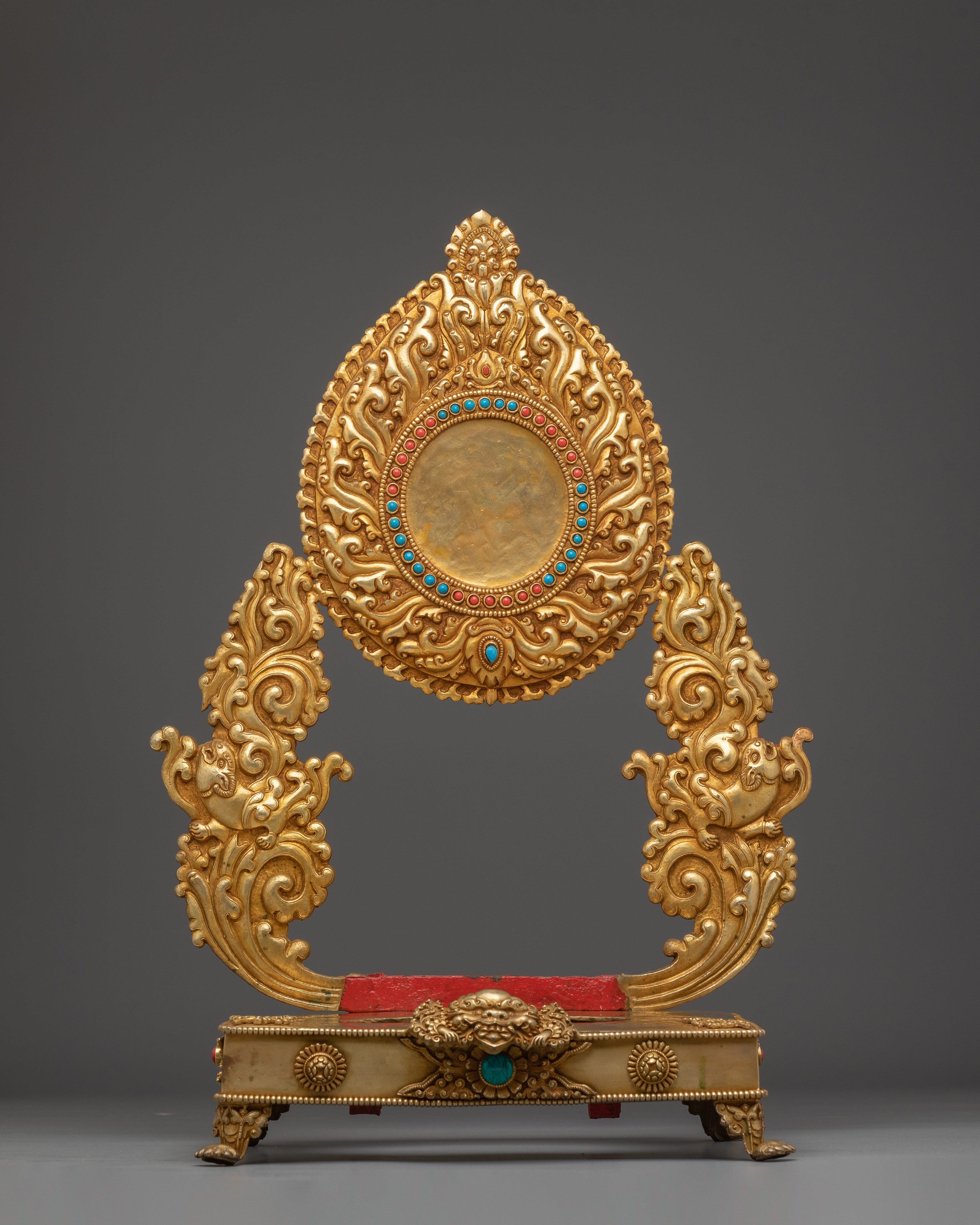 Traditional Gold-Plated, Copper Throne | Sacred Ritual Throne for Shrine