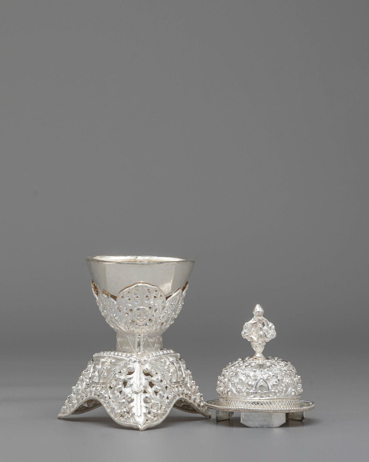 Silver Kapala for Buddhist Rituals | Sacred Offering Vessel