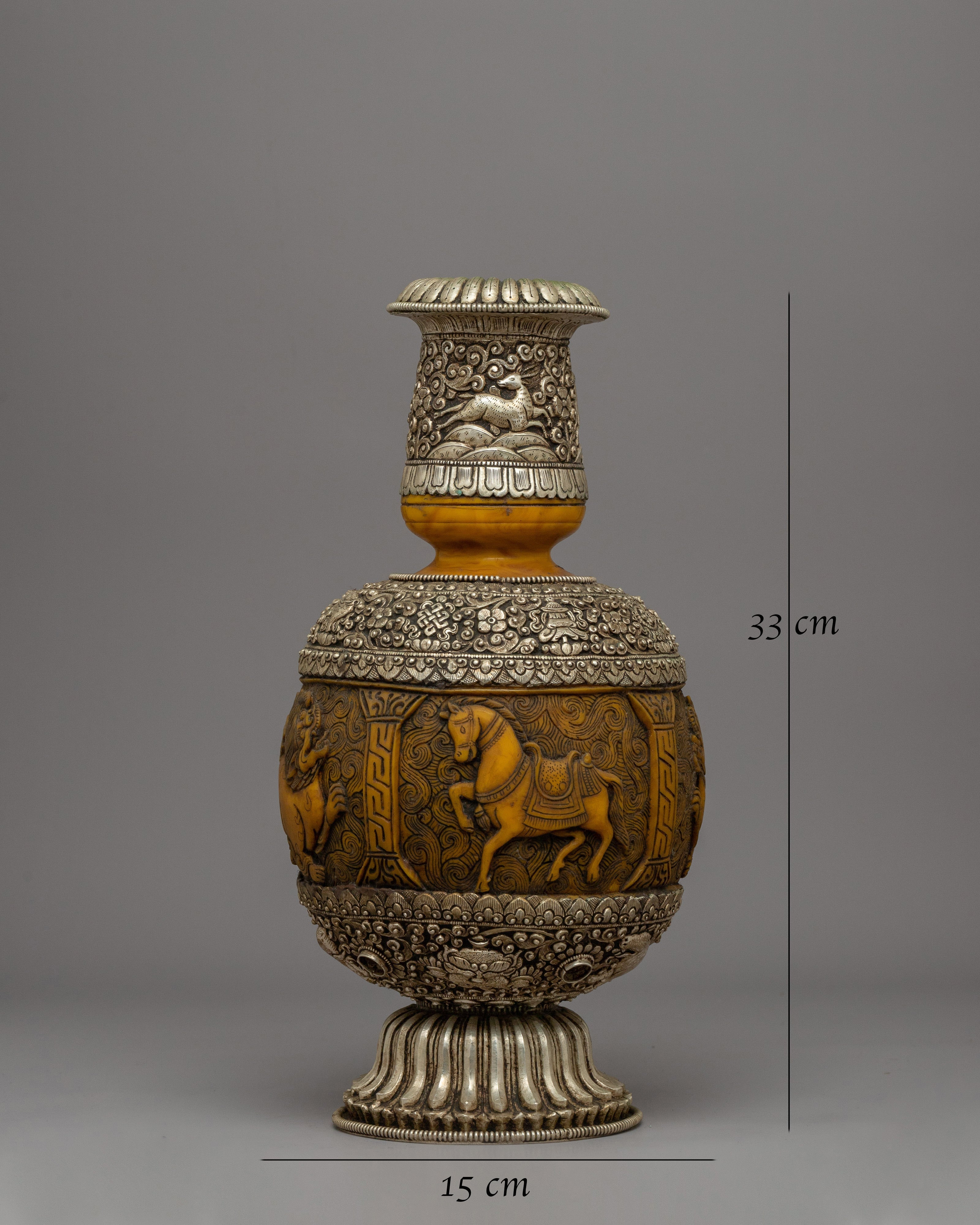 Hand-carved Copper Flower Vase | Elegant Home & Shrine Decor