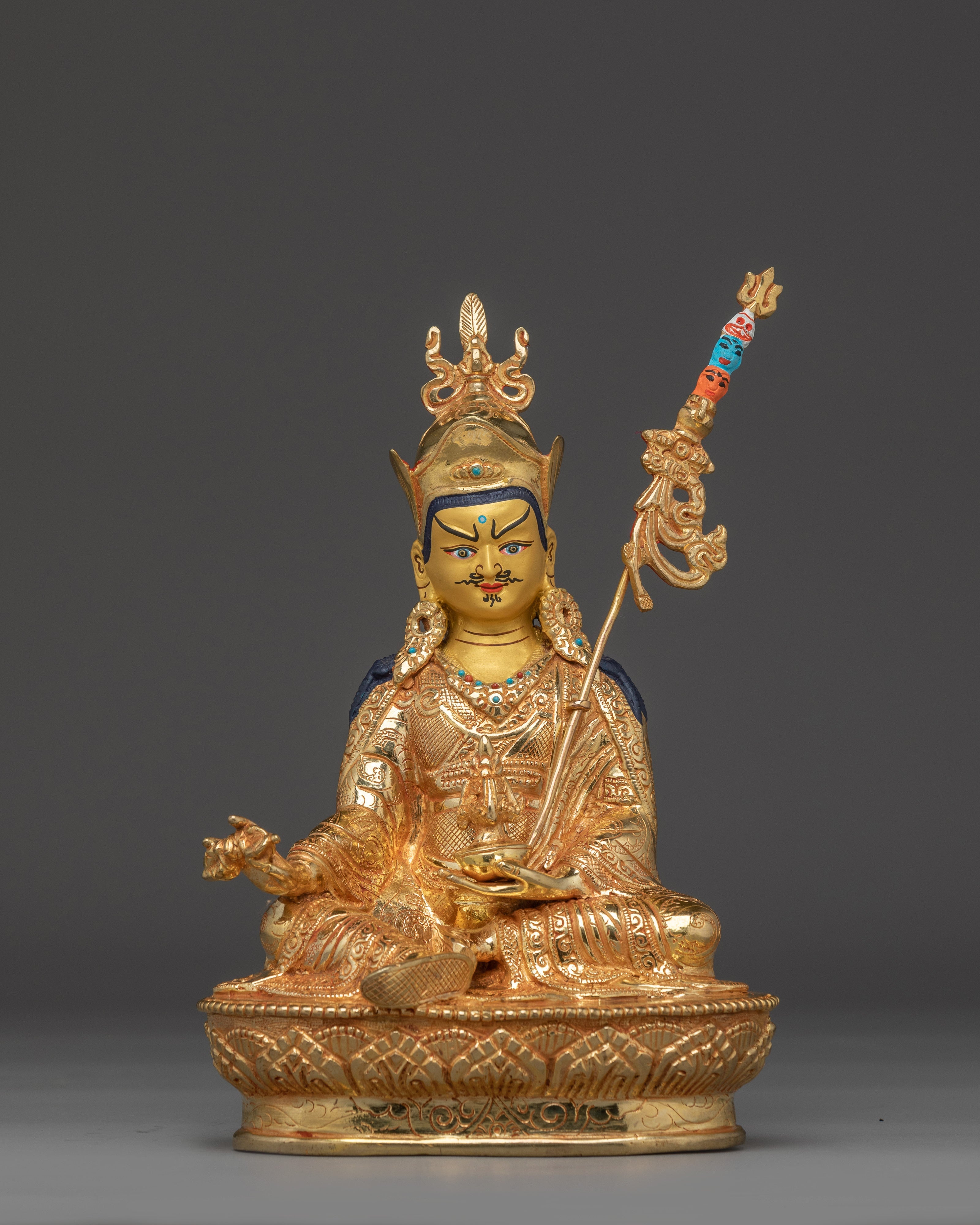 Gold Gilded Guru Rinpoche Statue