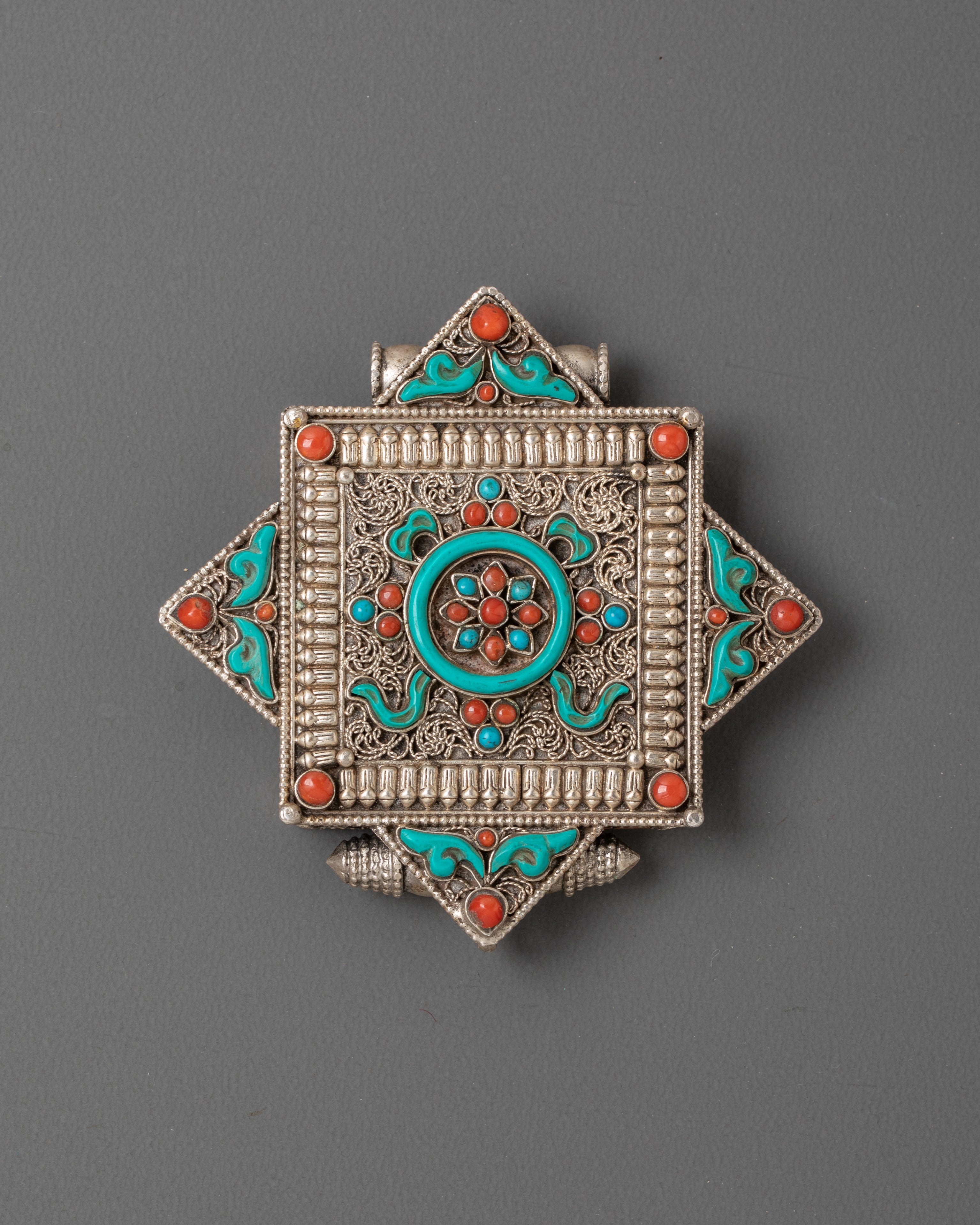 Flower Locket with Coral