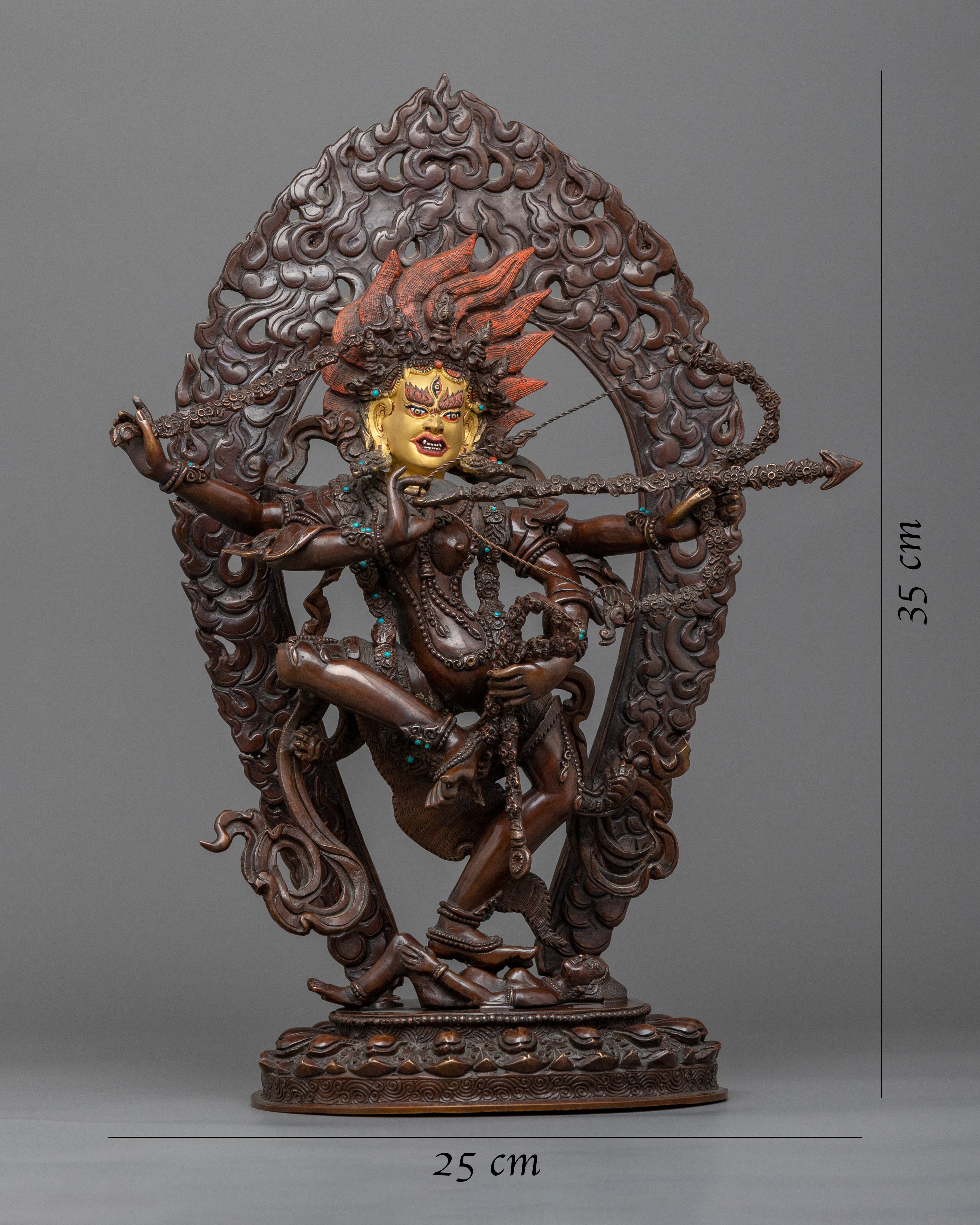 Oxidized Copper Kurukulla Dakini Sculpture | Semi-Wrathful Yidam Artwork