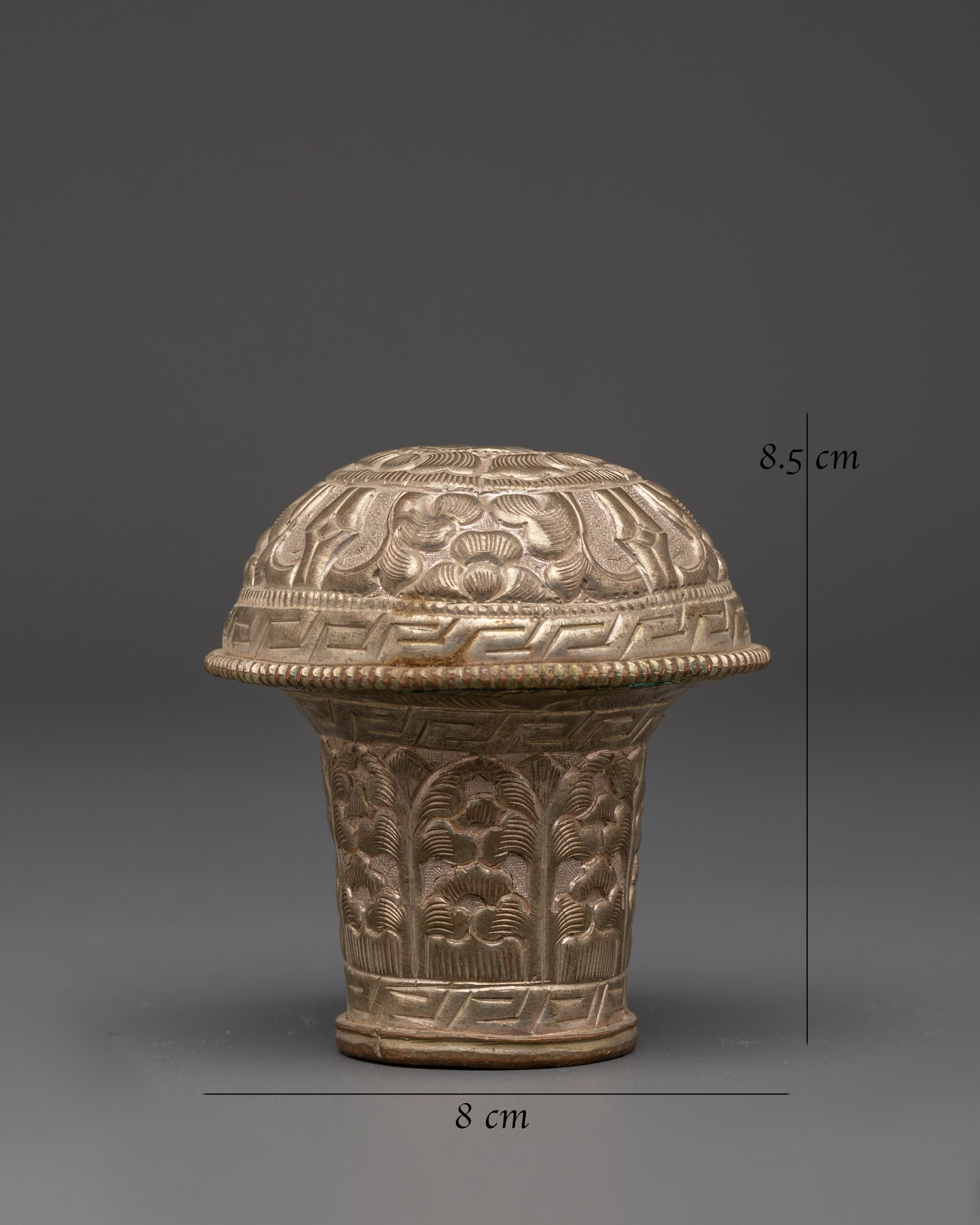 Silver Plated Brocade Stick Cap | Ideal for Spiritual Practices