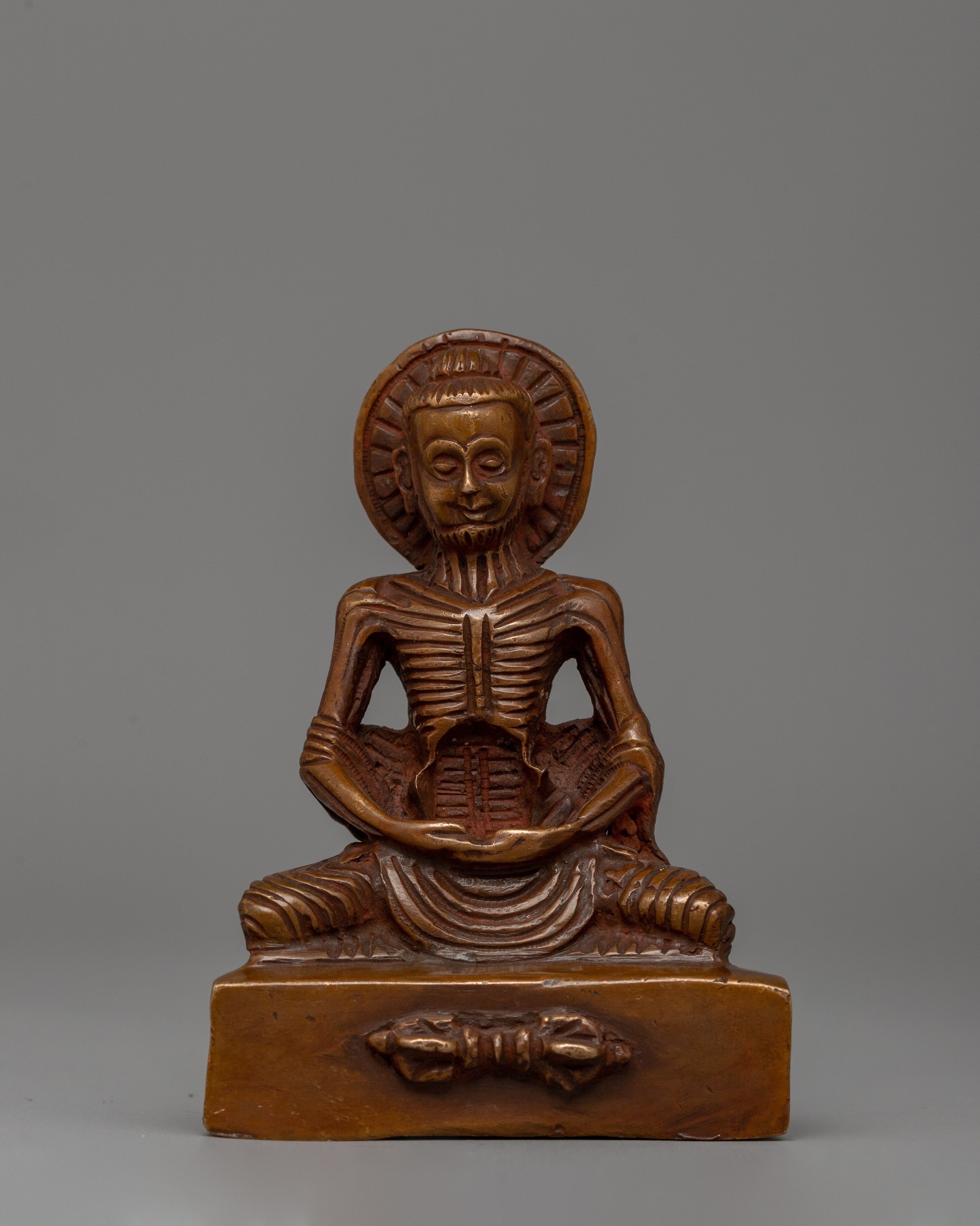 Oxidized Copper Fasting Buddha Statue