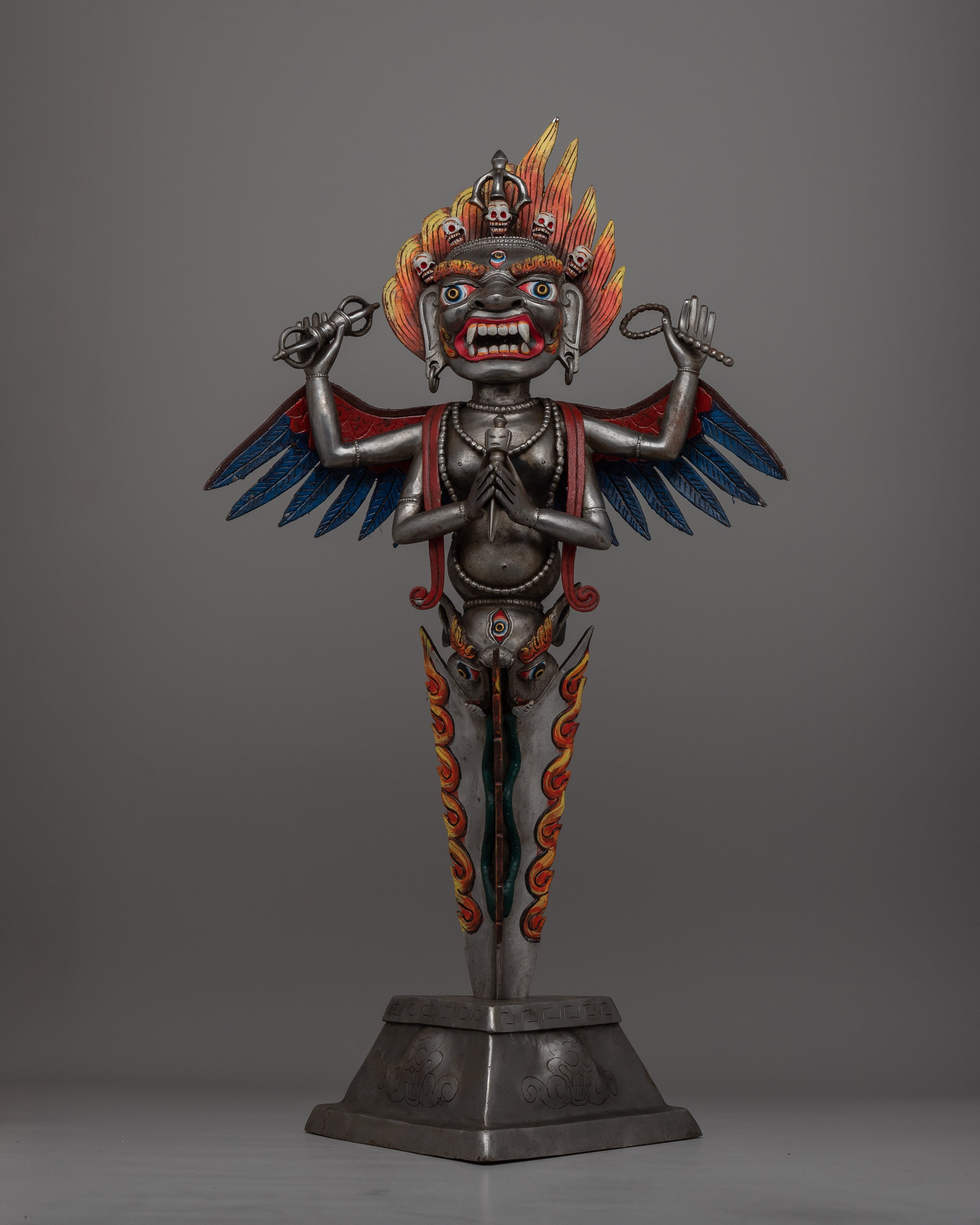 Hand-Painted Iron Phurba Statue