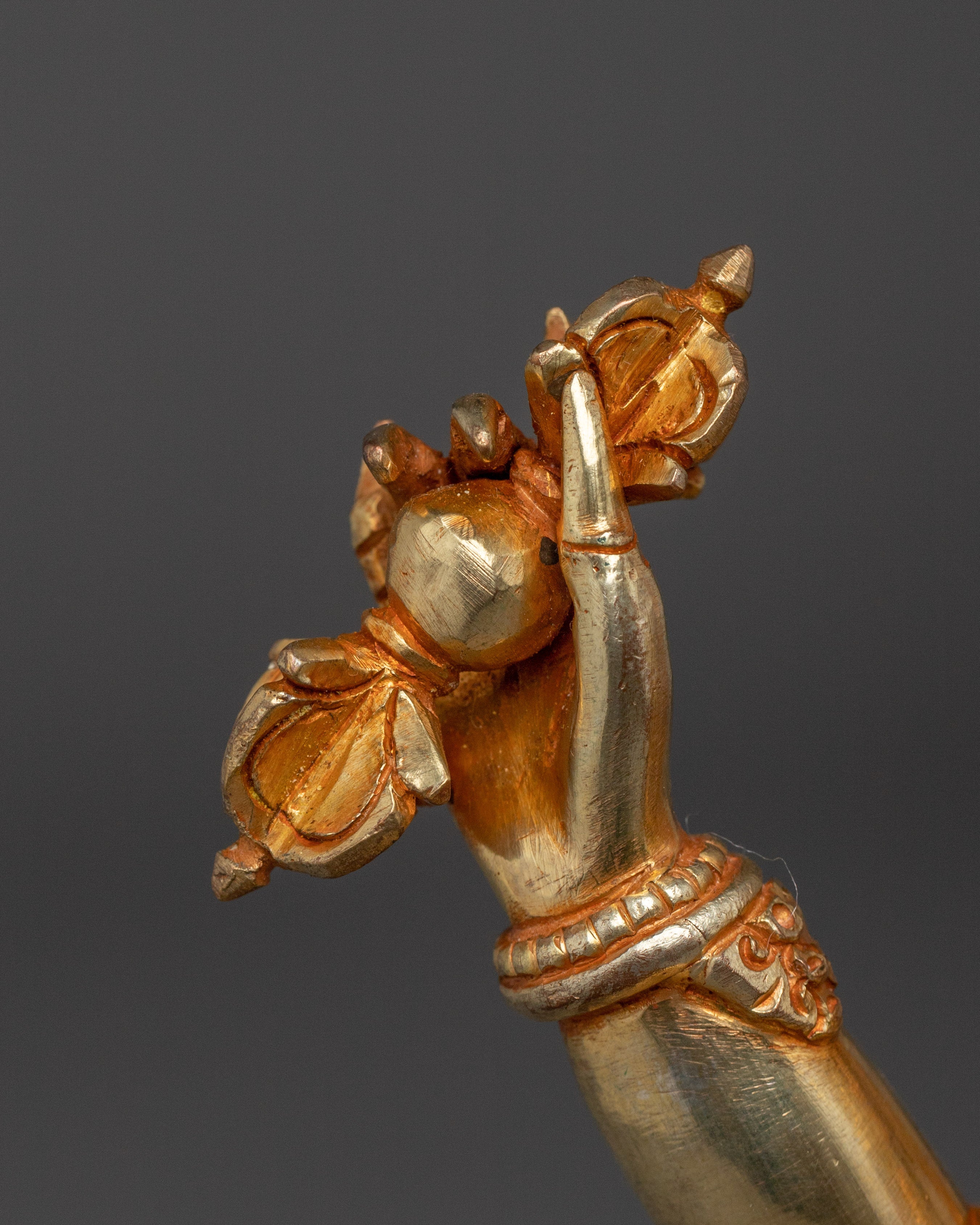 Handcrafted Vajrapani Electric Gold Statue | Powerful Buddhist Protector from Nepal