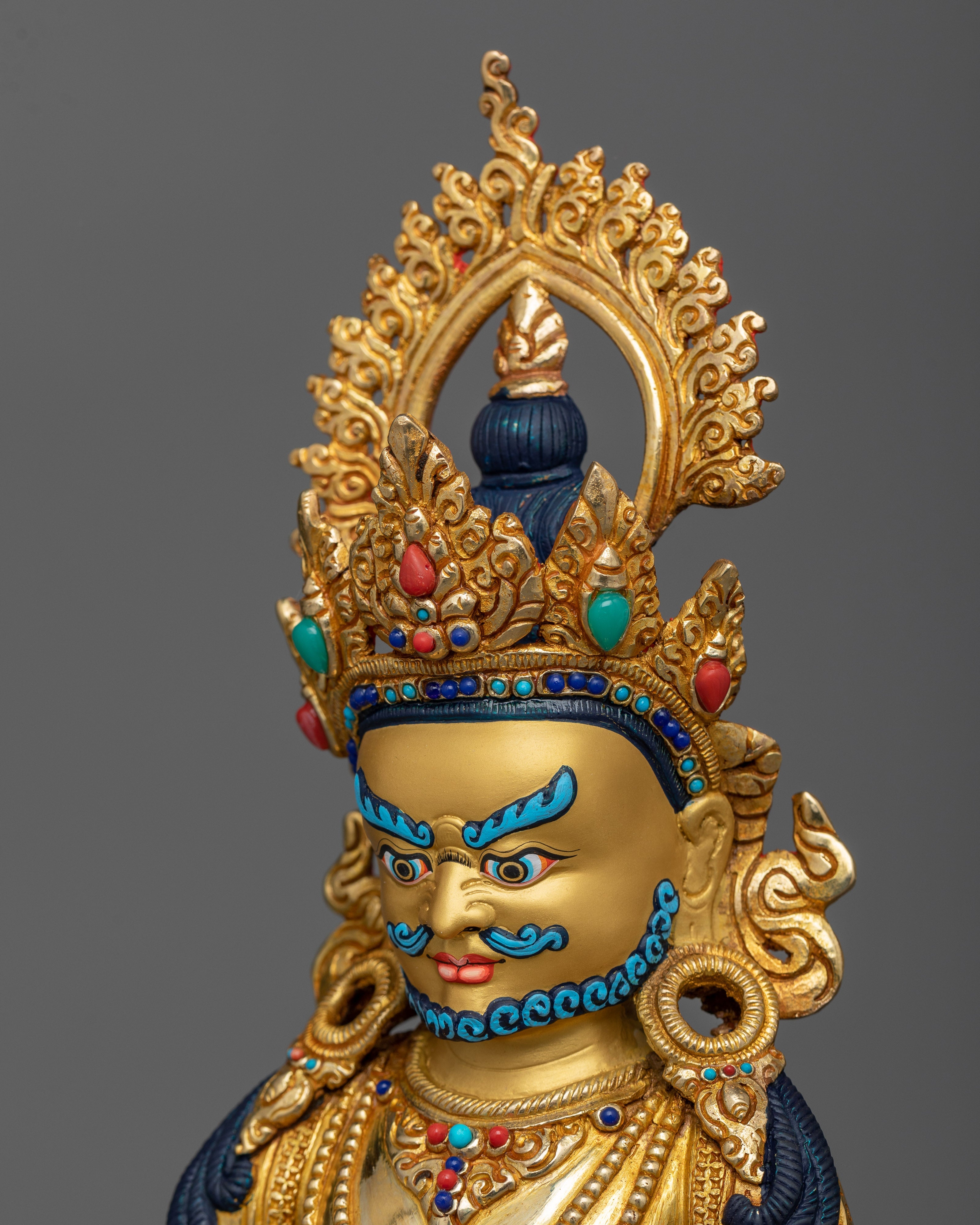 Yellow Dzambhala Copper Sculpture | Buddhist Deity of Wealth and Prosperity