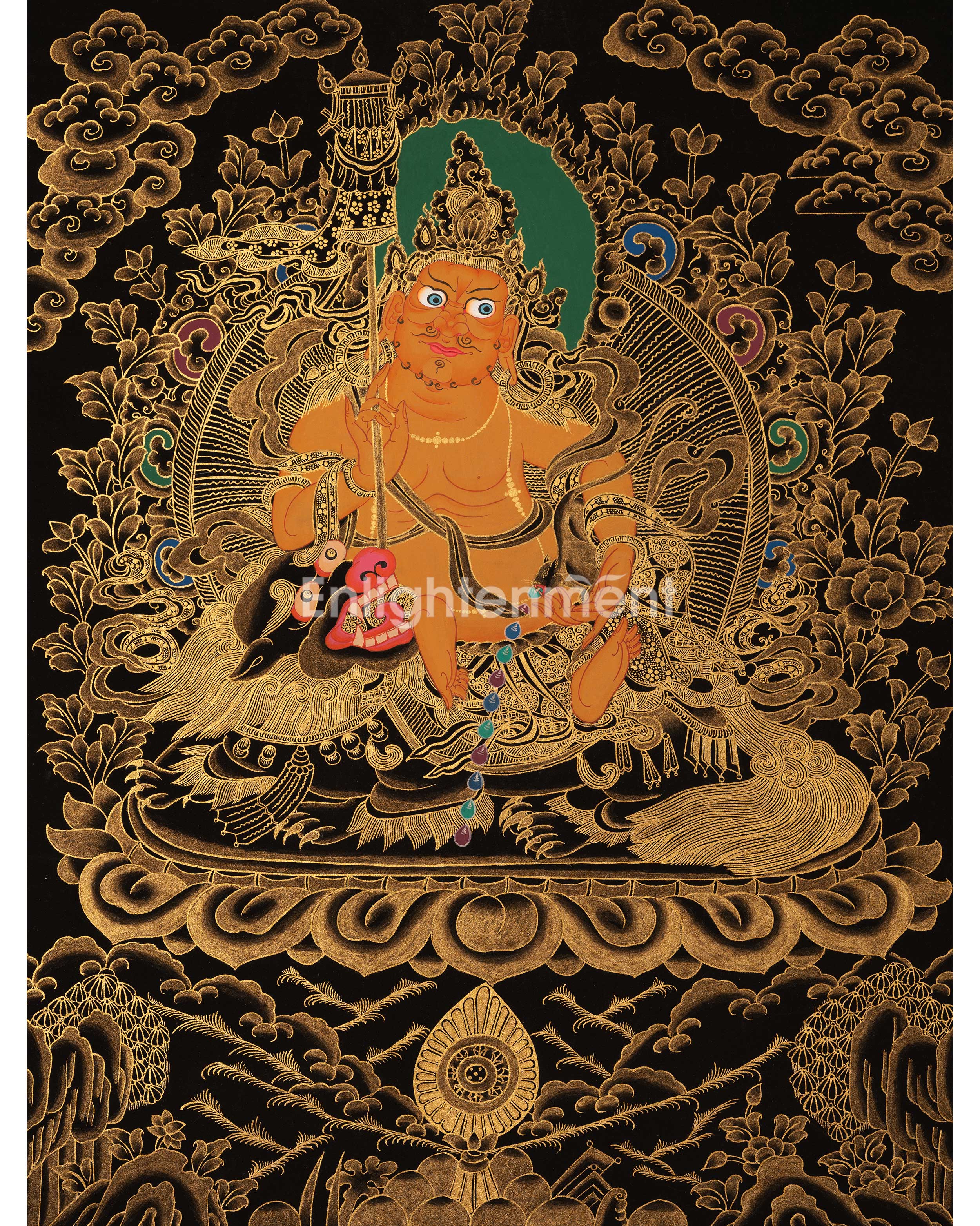 Gold Style Namtose Thangka Painting | Original Hand-Painted Buddha of Wealth
