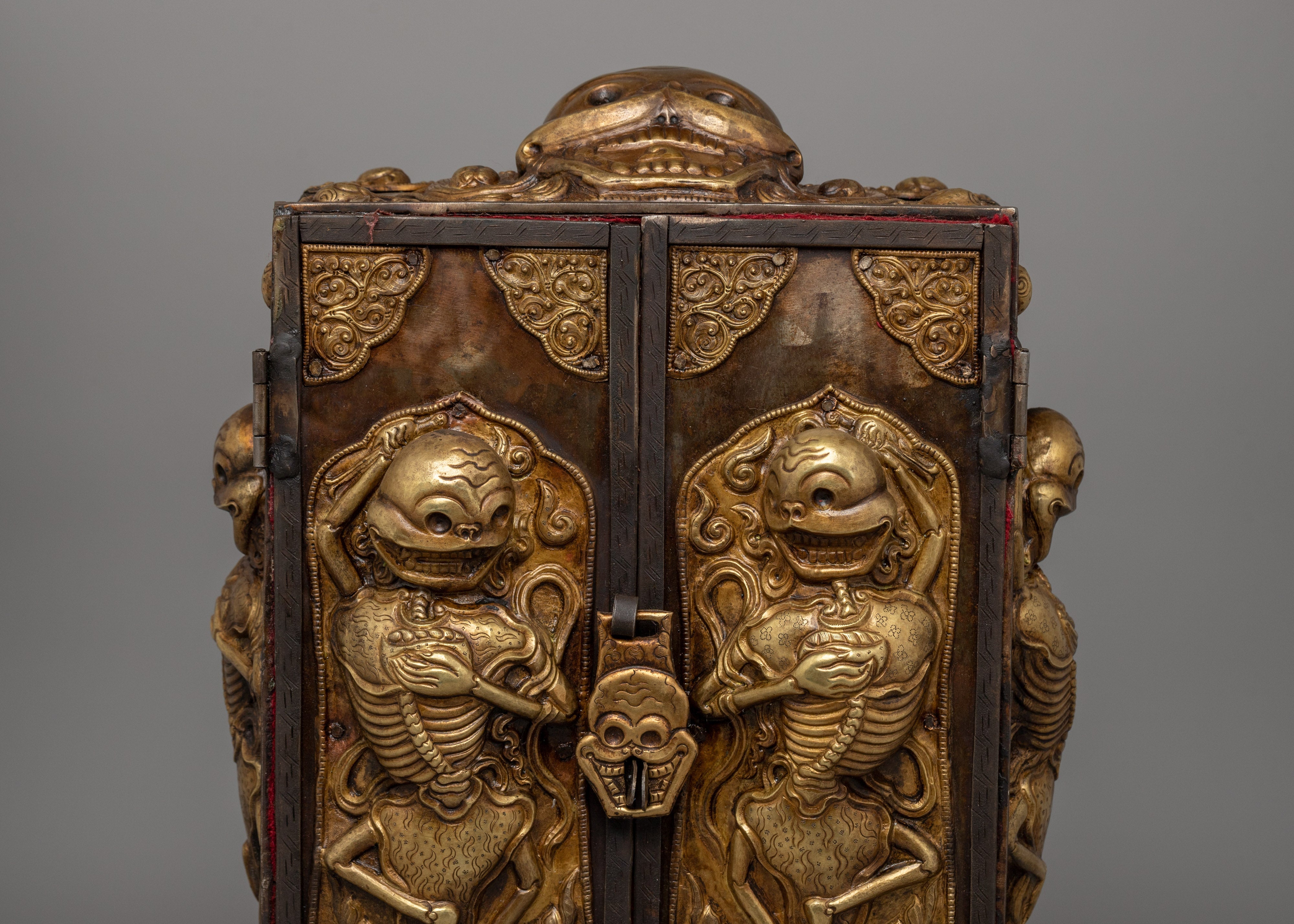 Large Spiritual Tibetan Ghau Box | Skull Themes Box