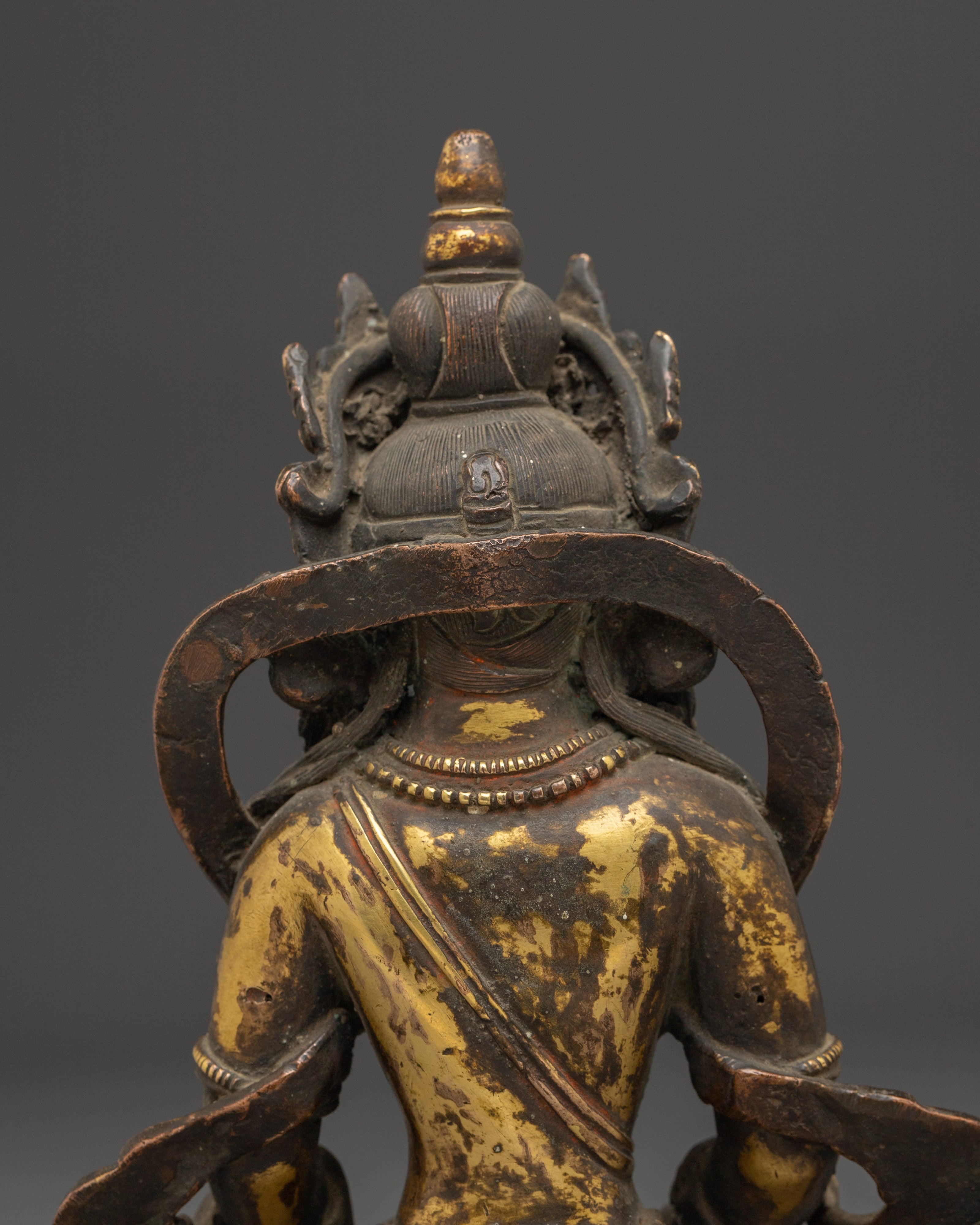 Handcrafted Copper Amitayus Statue | Tibetan Buddha Sculpture