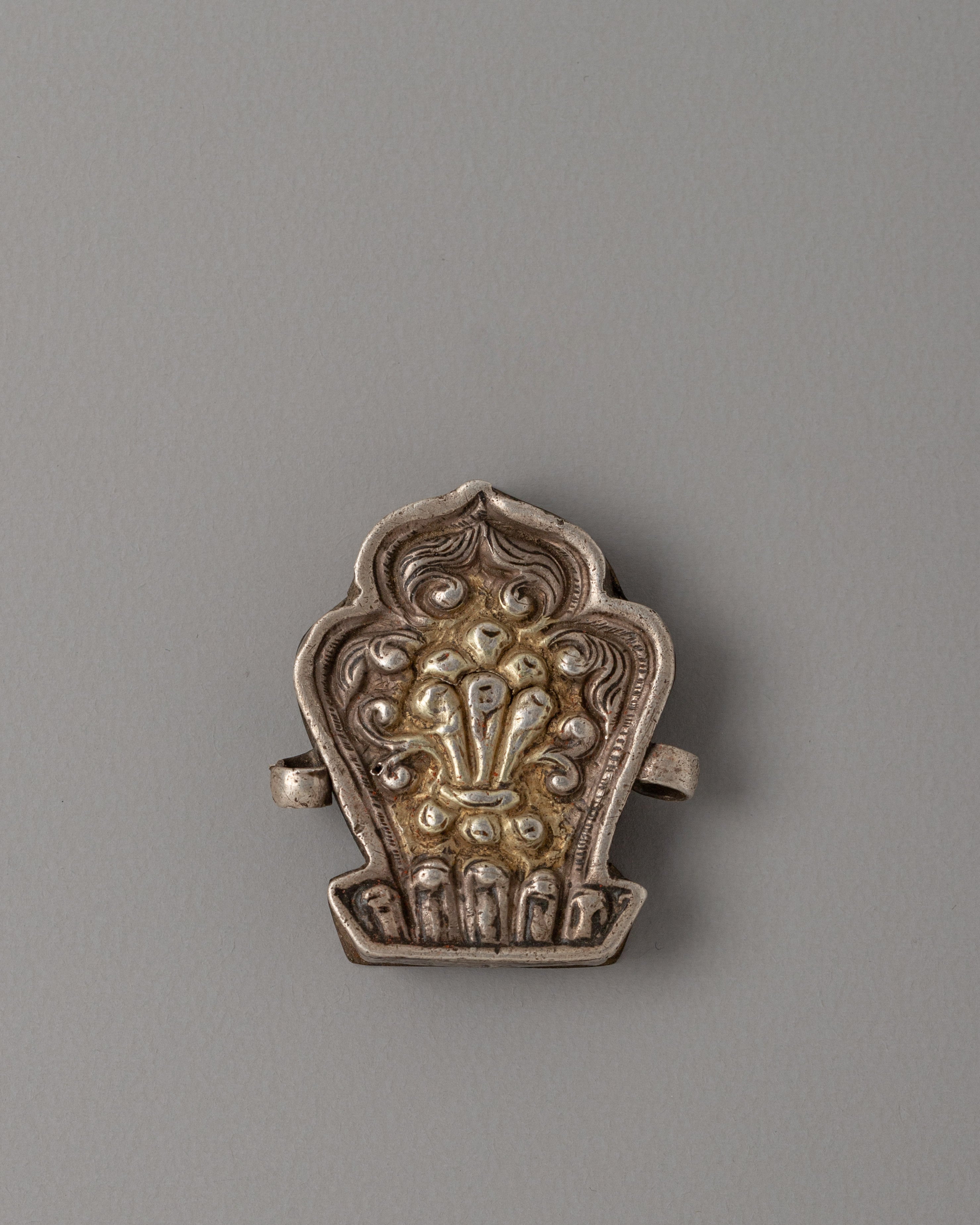 Silver-Plated Tibetan Ghau Box Pendant