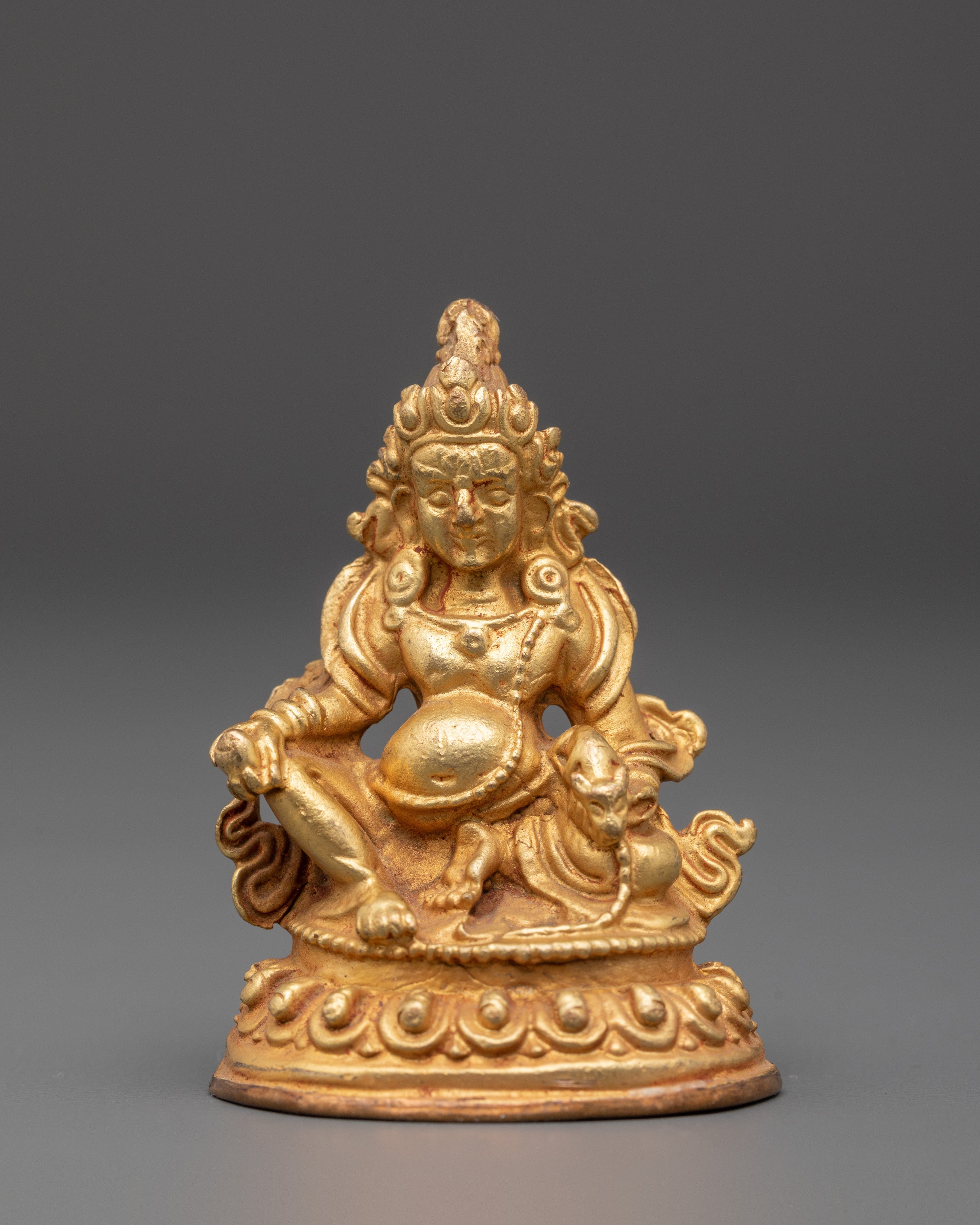 Gold Plated Dzambhala Statue | Tibetan Shrine Decor