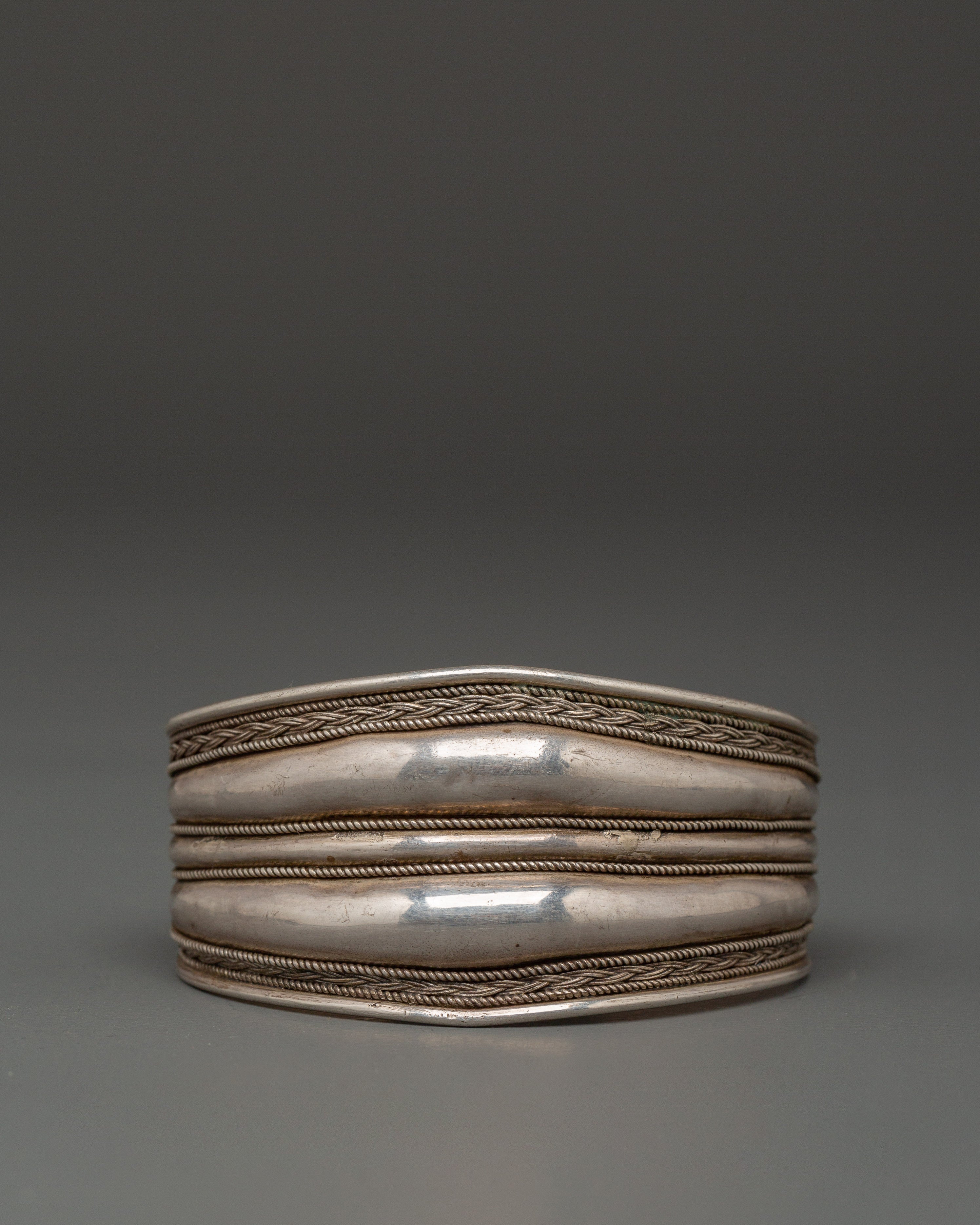 Sterling Silver Tibetan Cuff Bracelet