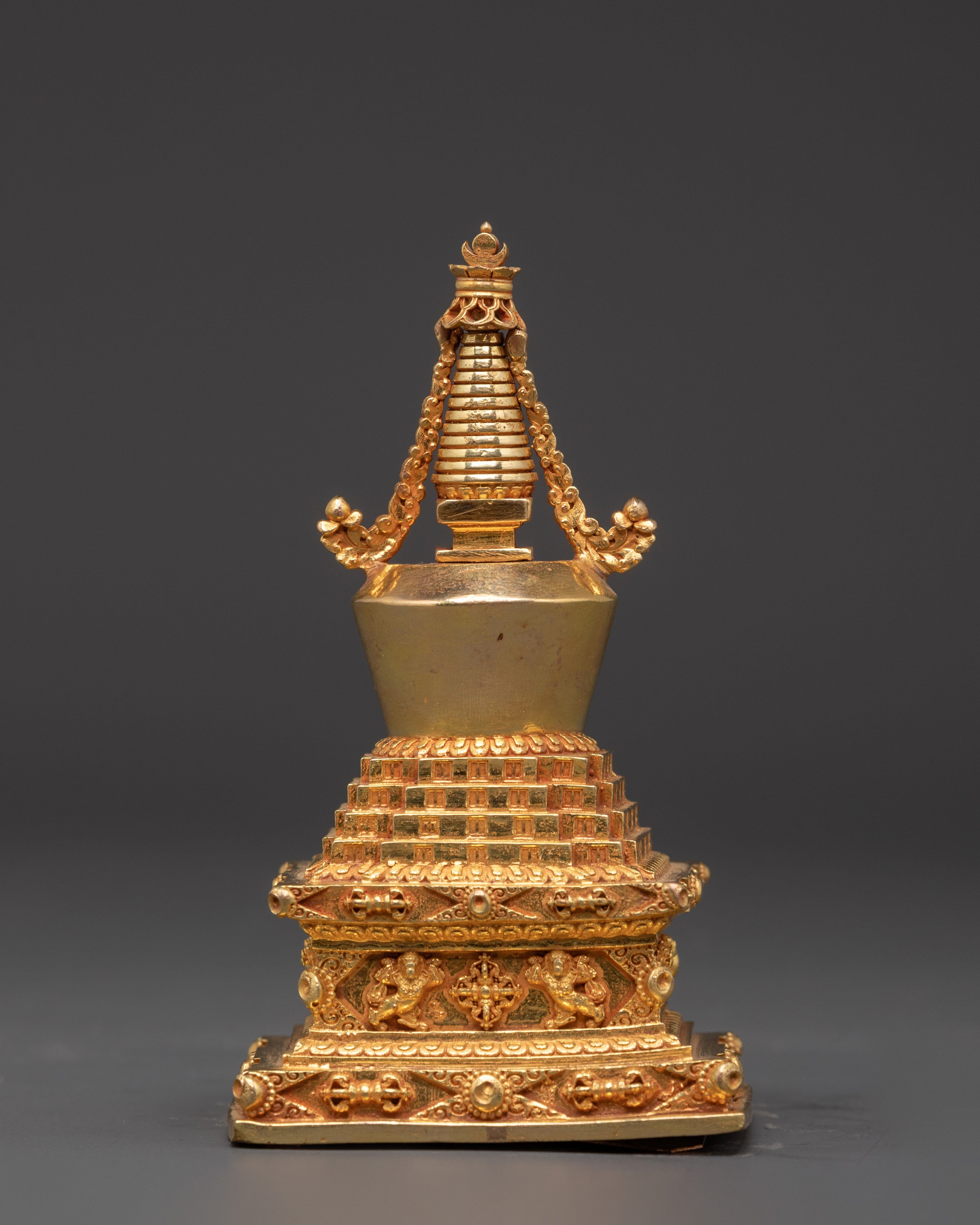 Buddhist Gold Plated Shrine | Sacred Copper Altar Decoration