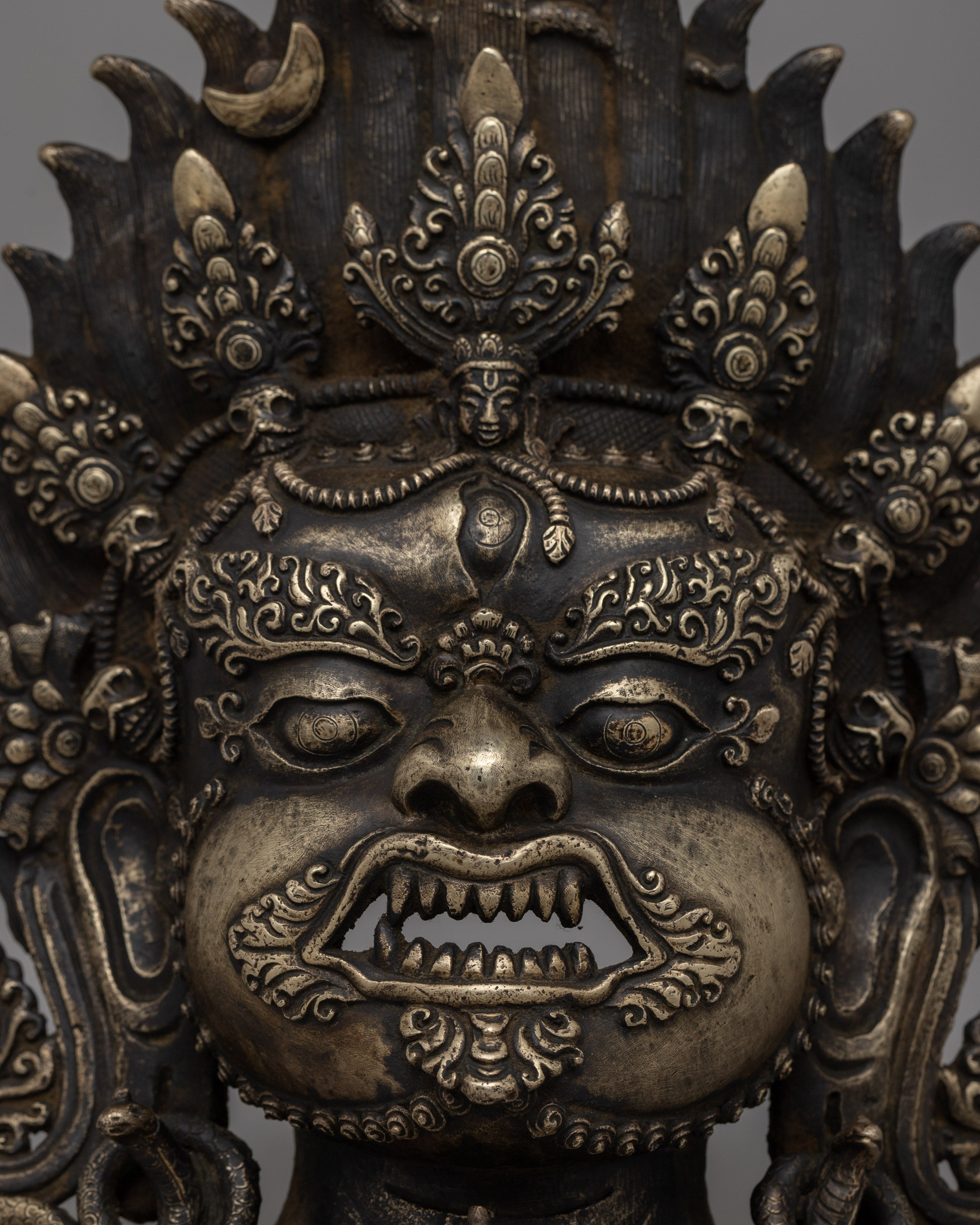 Bronze Bhairav Mask | Sacred Wall Sculpture for Meditation & Decor | Traditional Gift Idea From Nepal