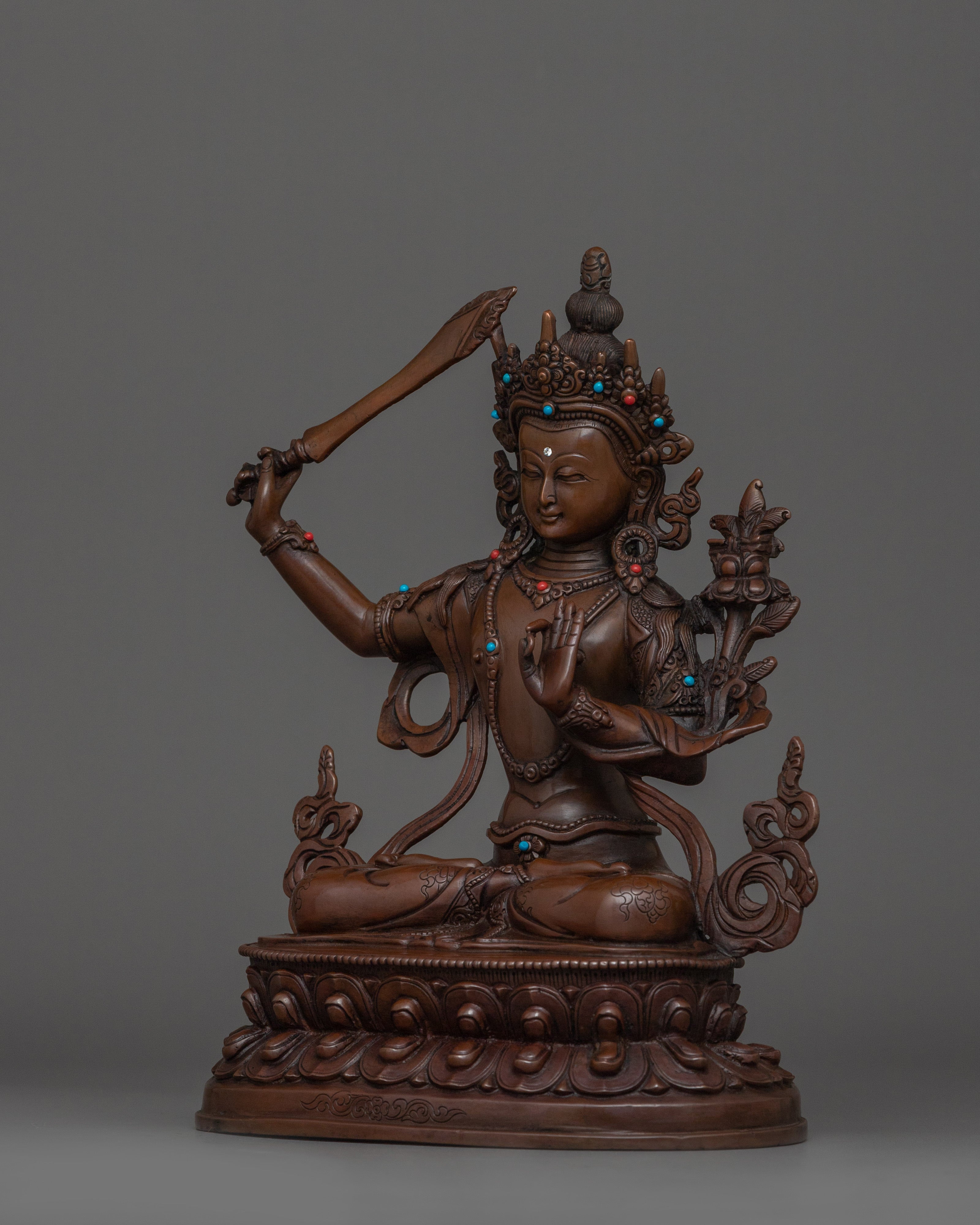 Handcrafted Figurine of Bodhisattva of Wisdom Manjushri | The Radiant Sword of Clarity