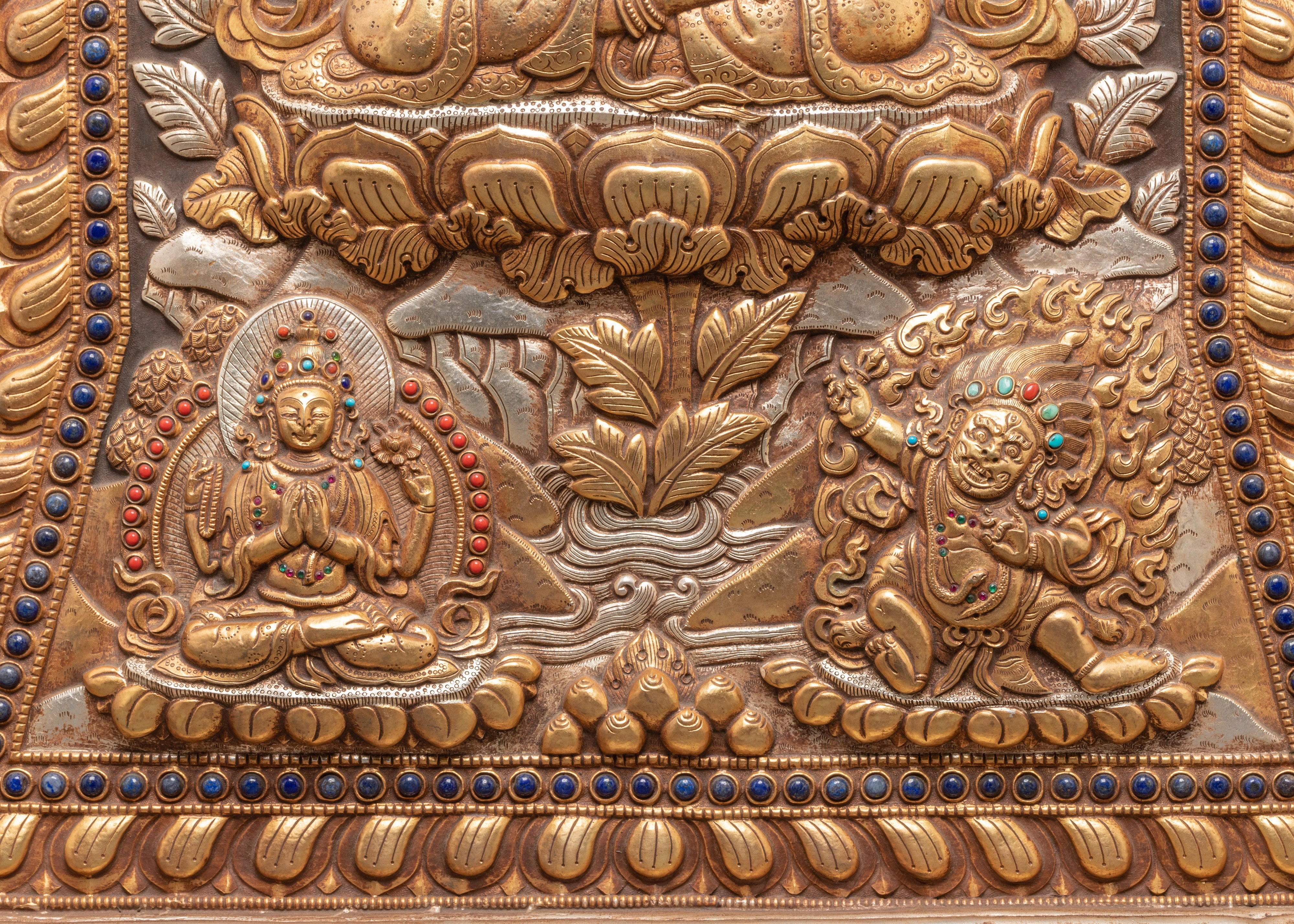 Handcrafted Manjushri Wall Hanging | Buddhist Copper Wall Art