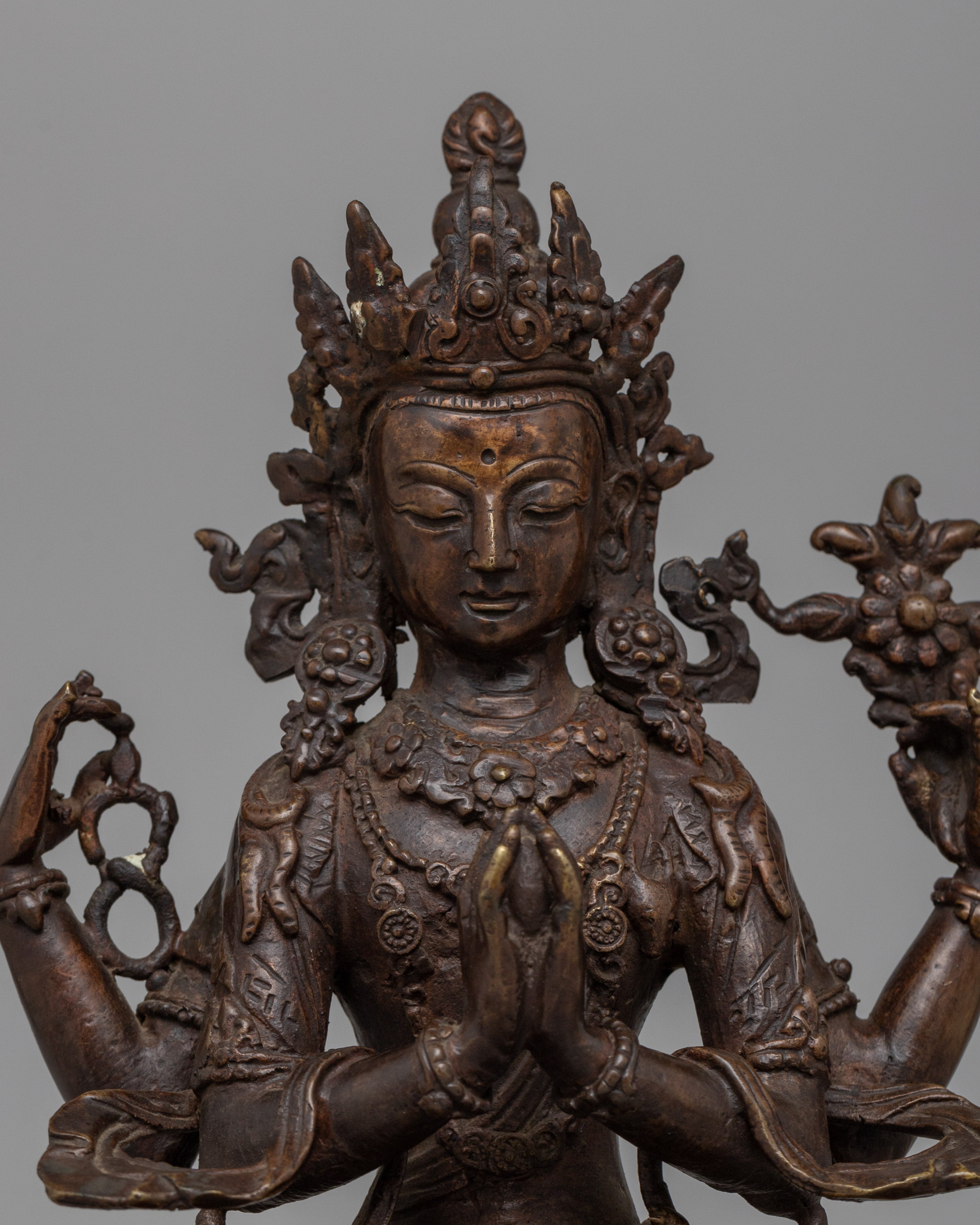 Antique Chenrezig Buddha Statue | Crafted to Illuminate Your Space with Compassion