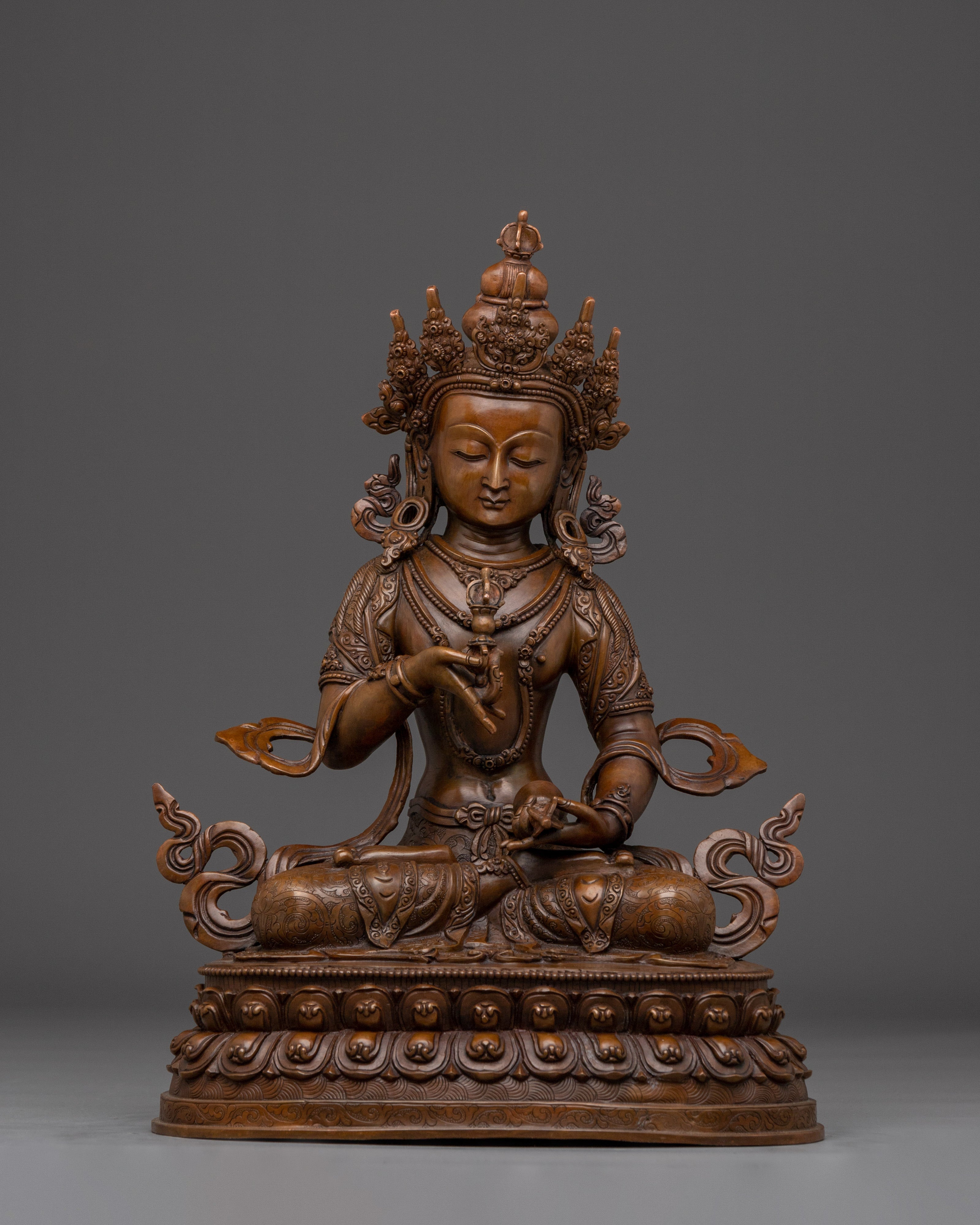 Vajrasattva Oxidized Copper Buddhist Sculpture