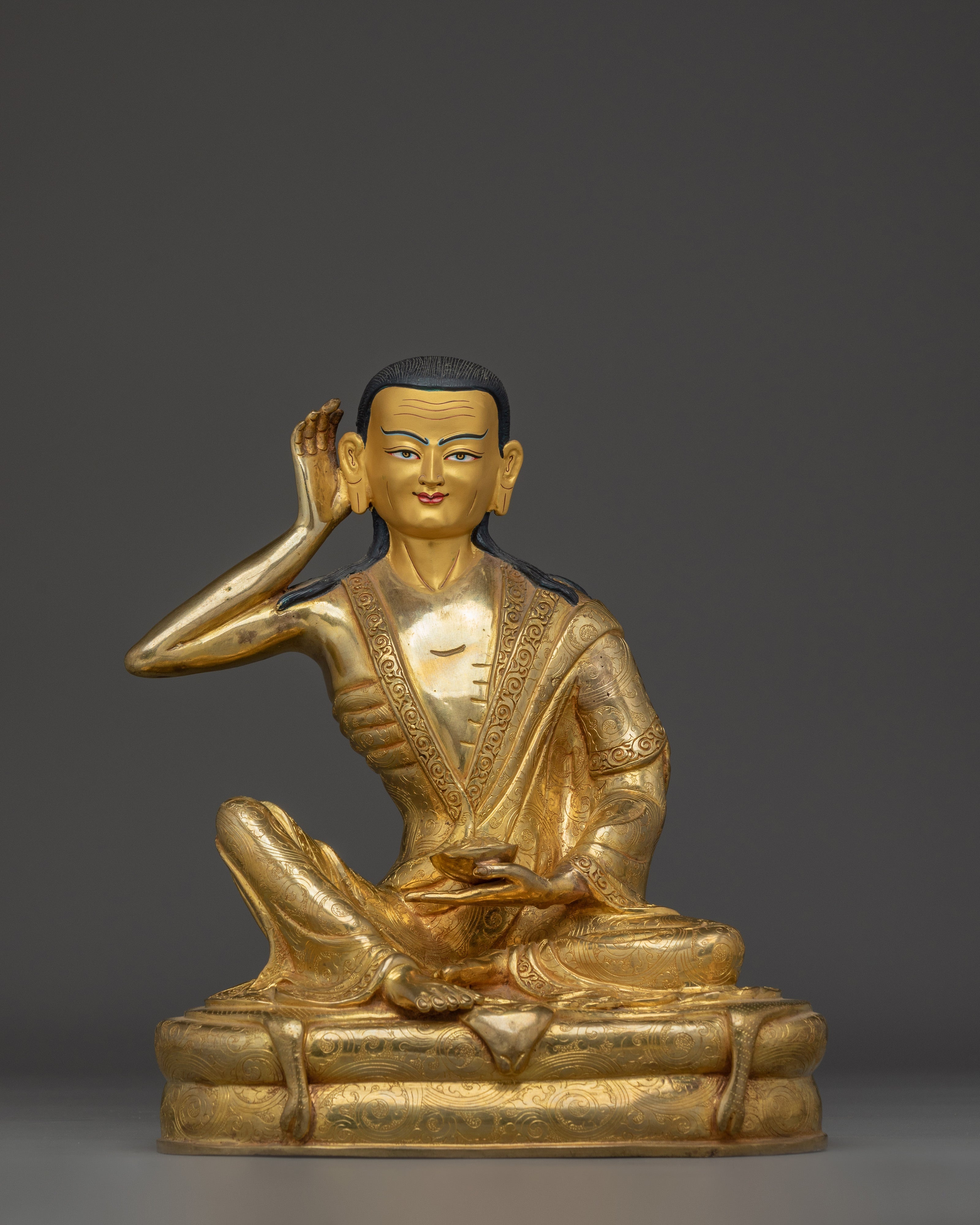 24K Gold Gilded Milarepa Statue
