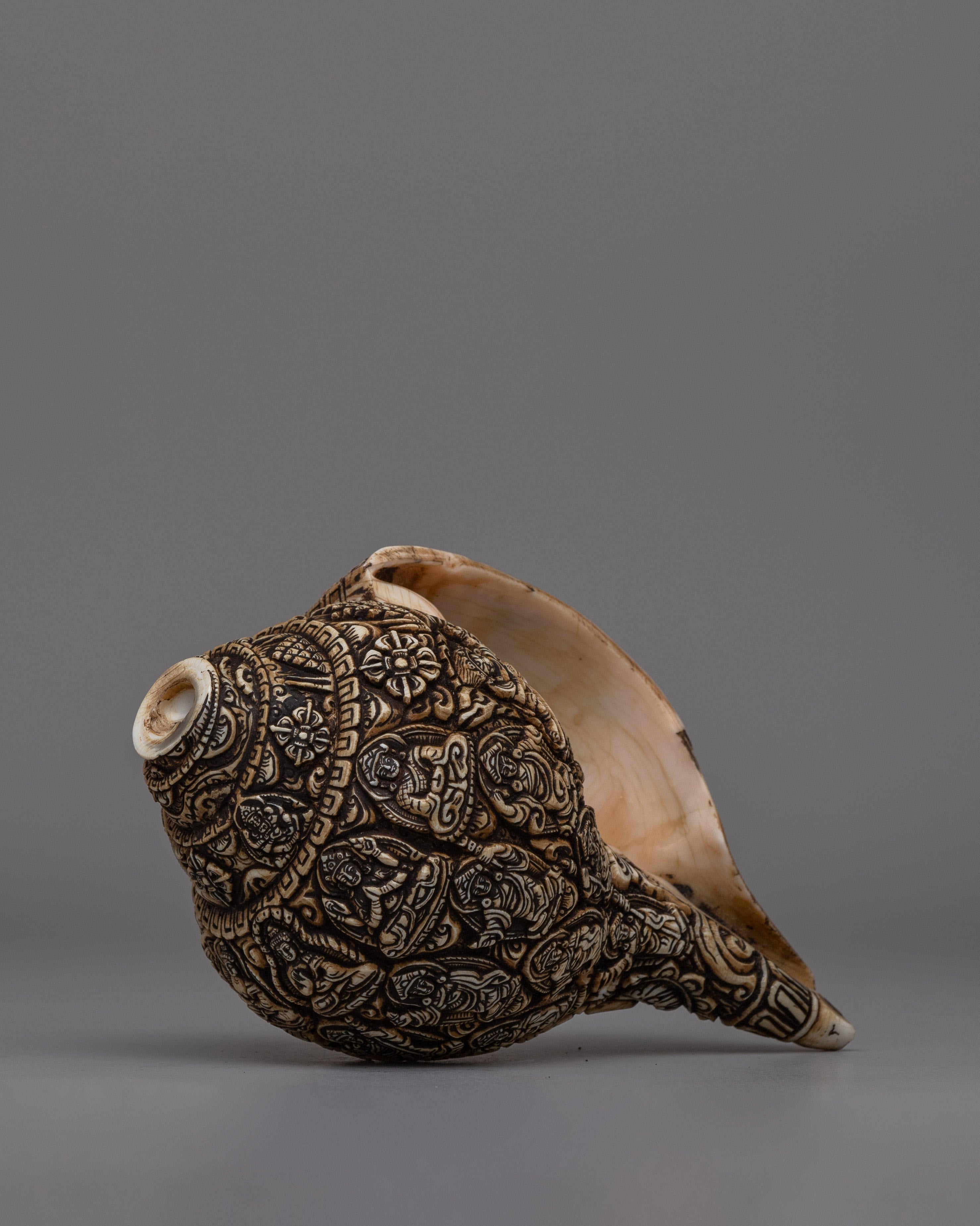 Handcrafted Traditional Tibetan Conch Shell | Sacred Buddhist Sankha