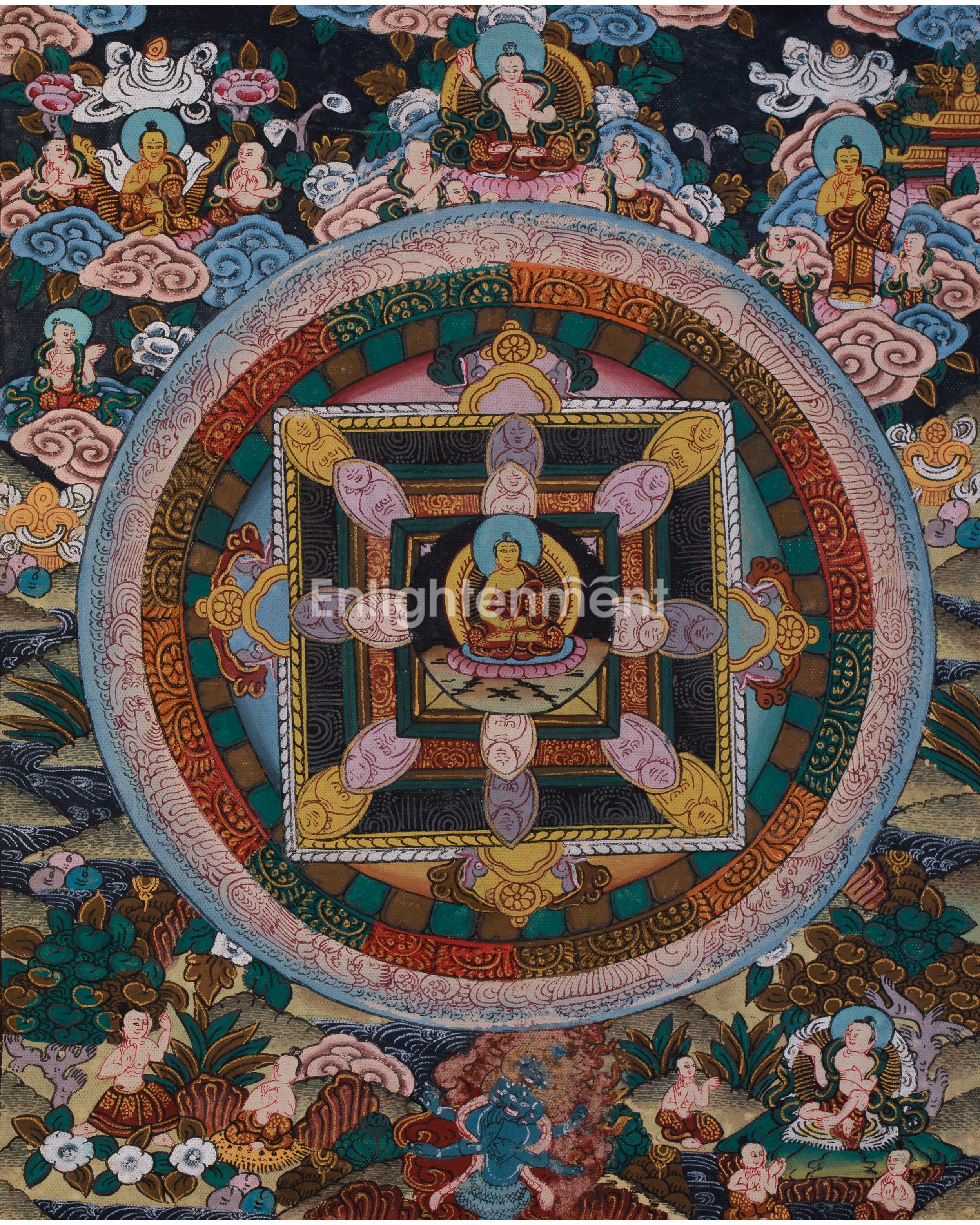 Buddha Mandala on Canvas | Sacred Buddhist Geometry for Meditation