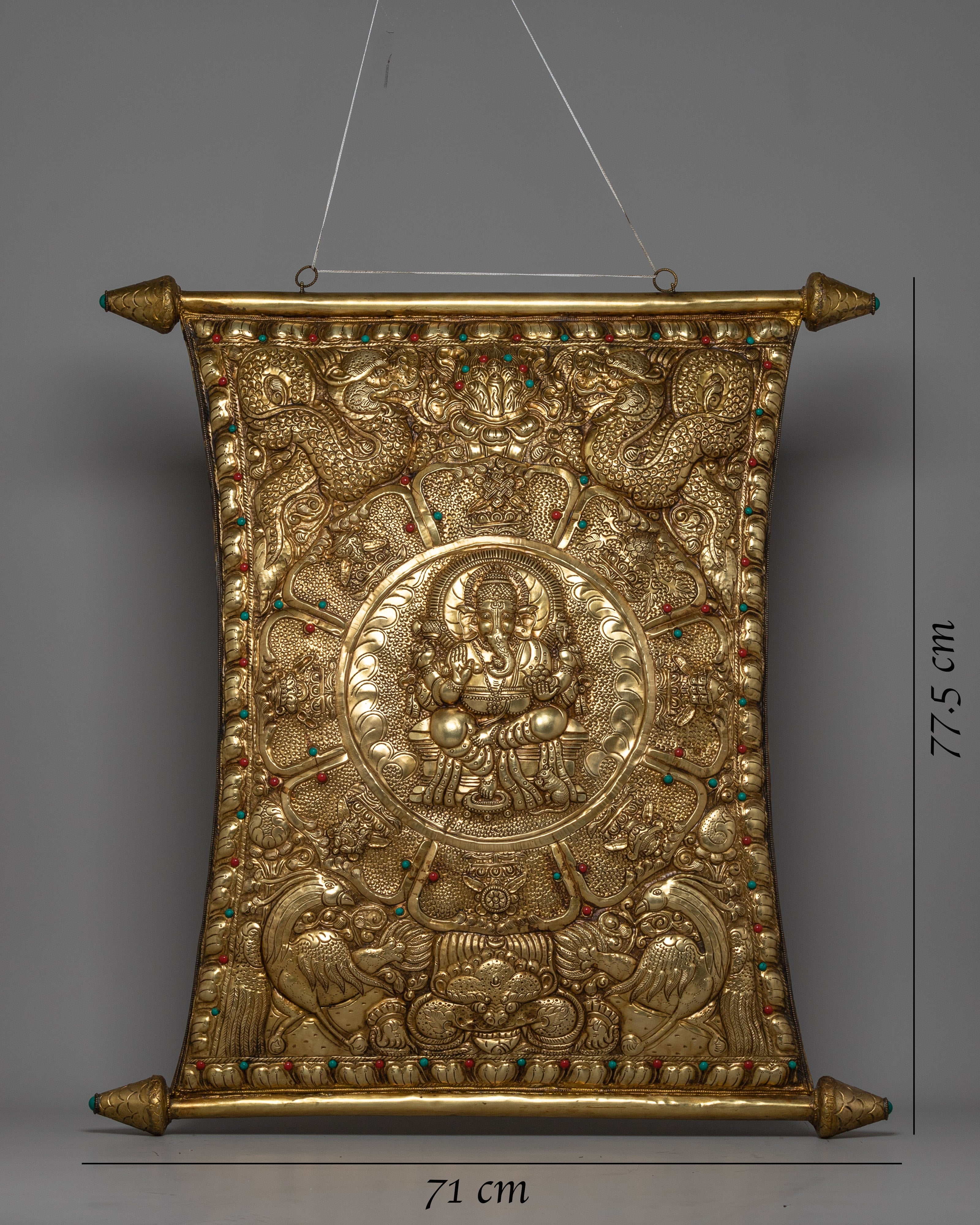 Ganesh Metal Thangka | Handcrafted Hindu Deity Art