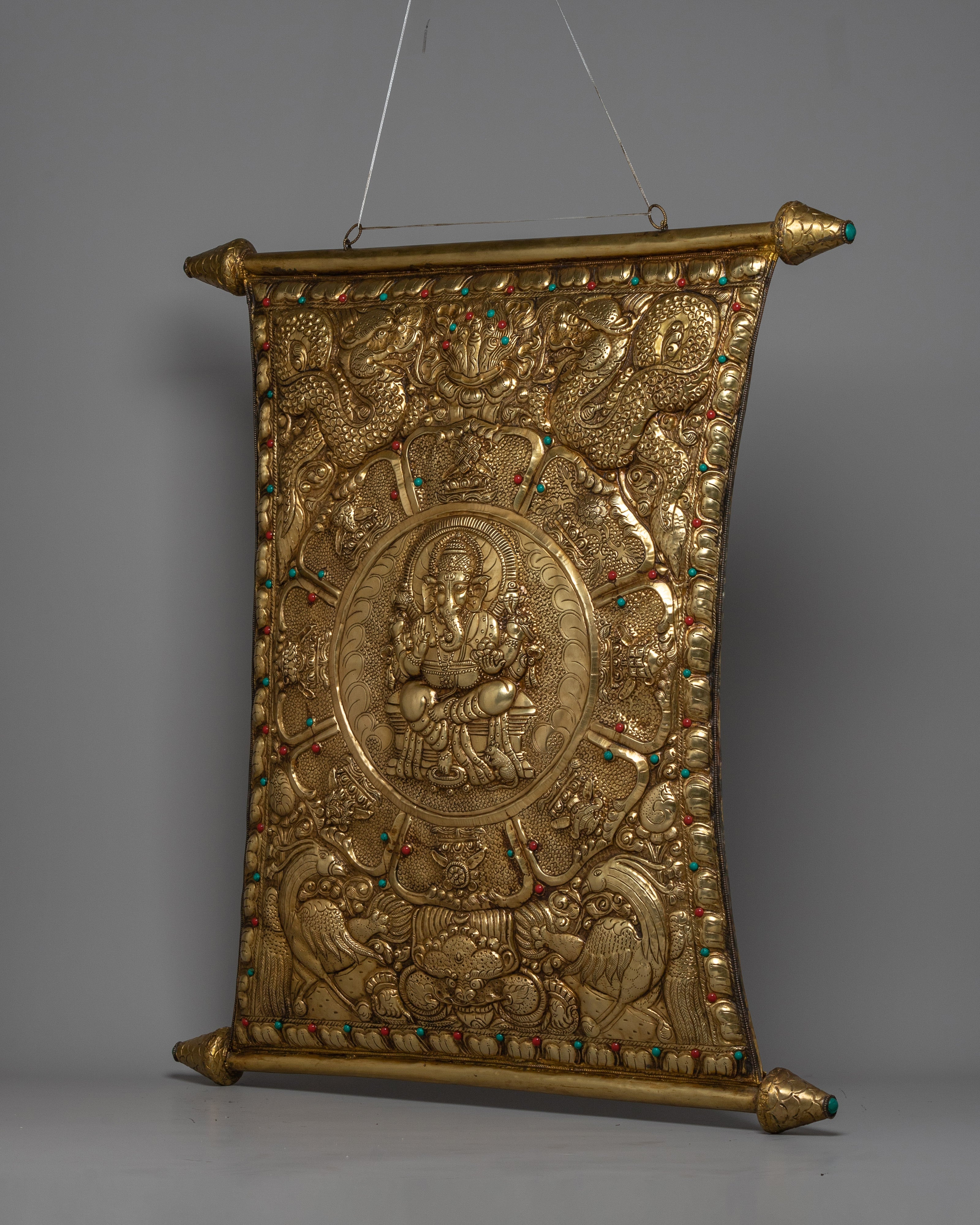Ganesh Metal Thangka | Handcrafted Hindu Deity Art