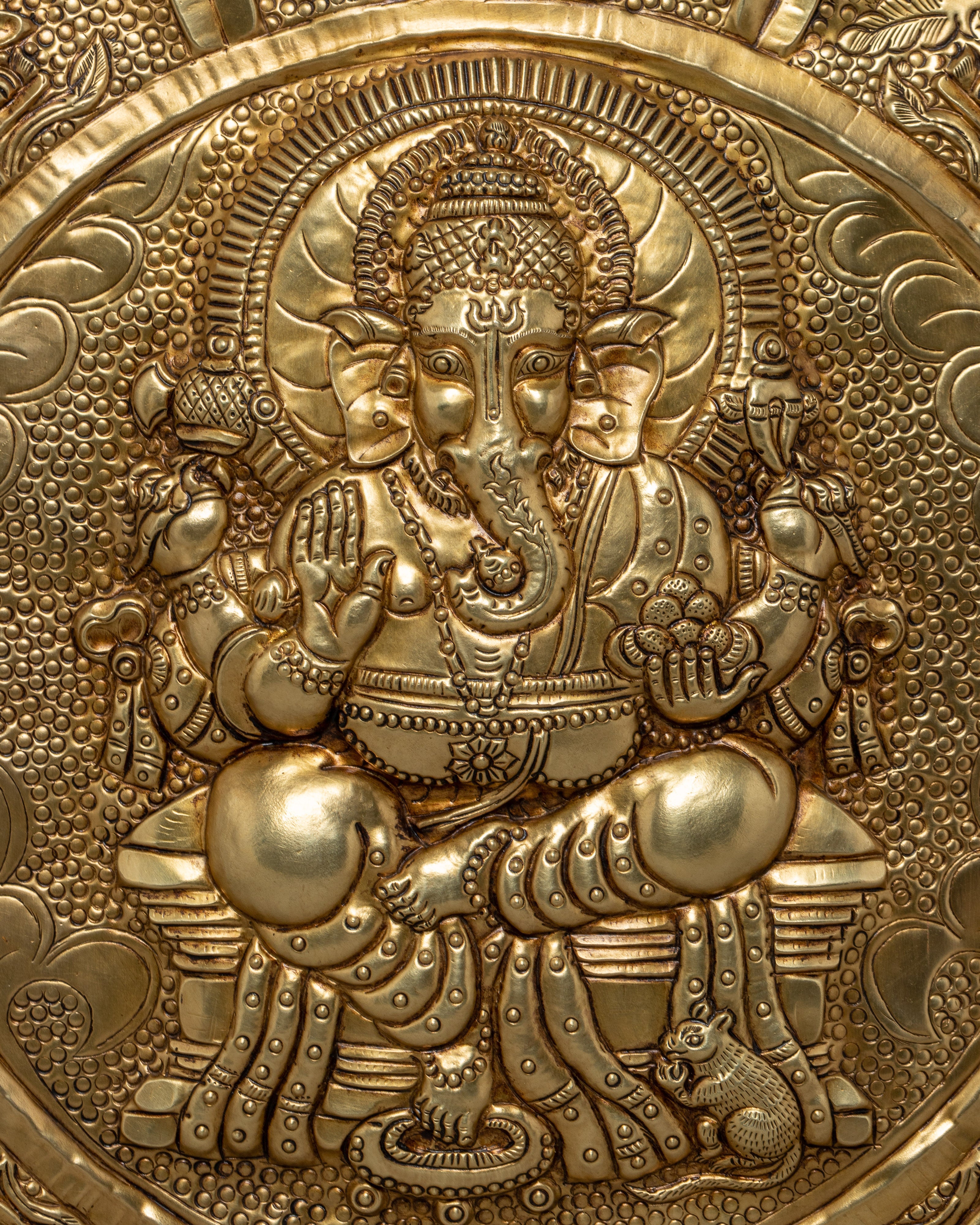 Ganesh Metal Thangka | Handcrafted Hindu Deity Art
