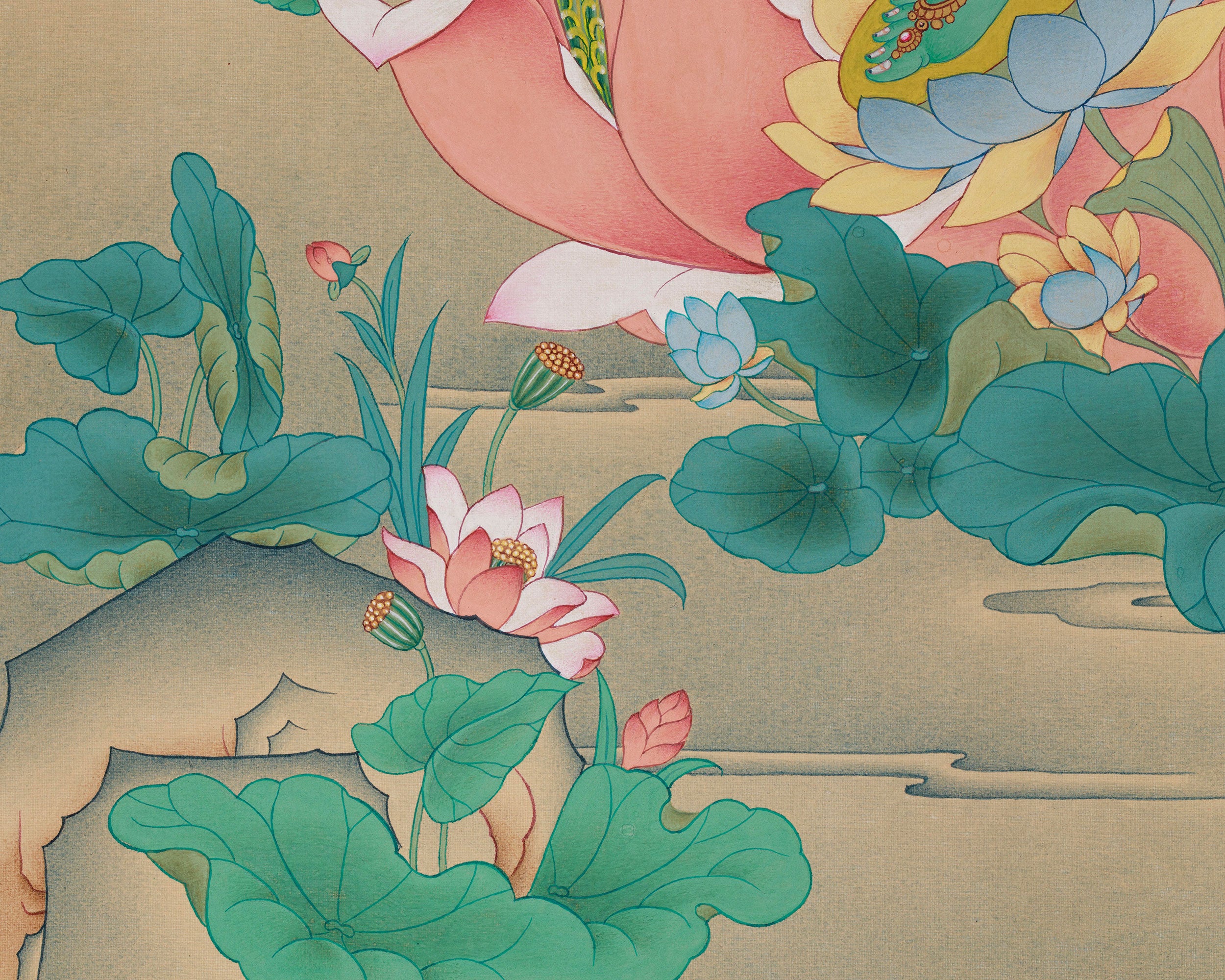 Beautiful Tibetan Female Buddha Green Tara Thangka | The Compassionate Savior of the Universe