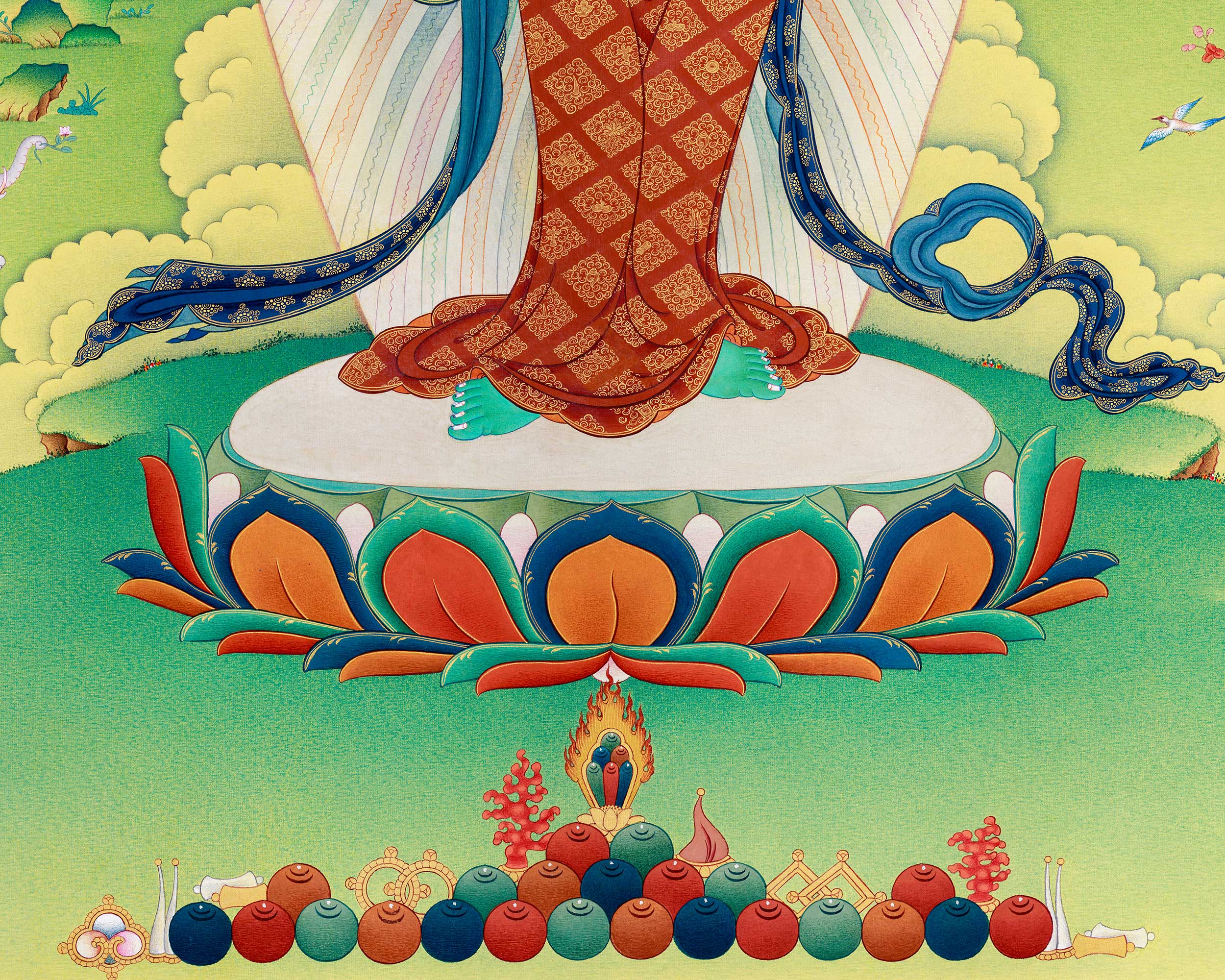 Extra-ordinary Green Tara Thangka: Large Canvas Art