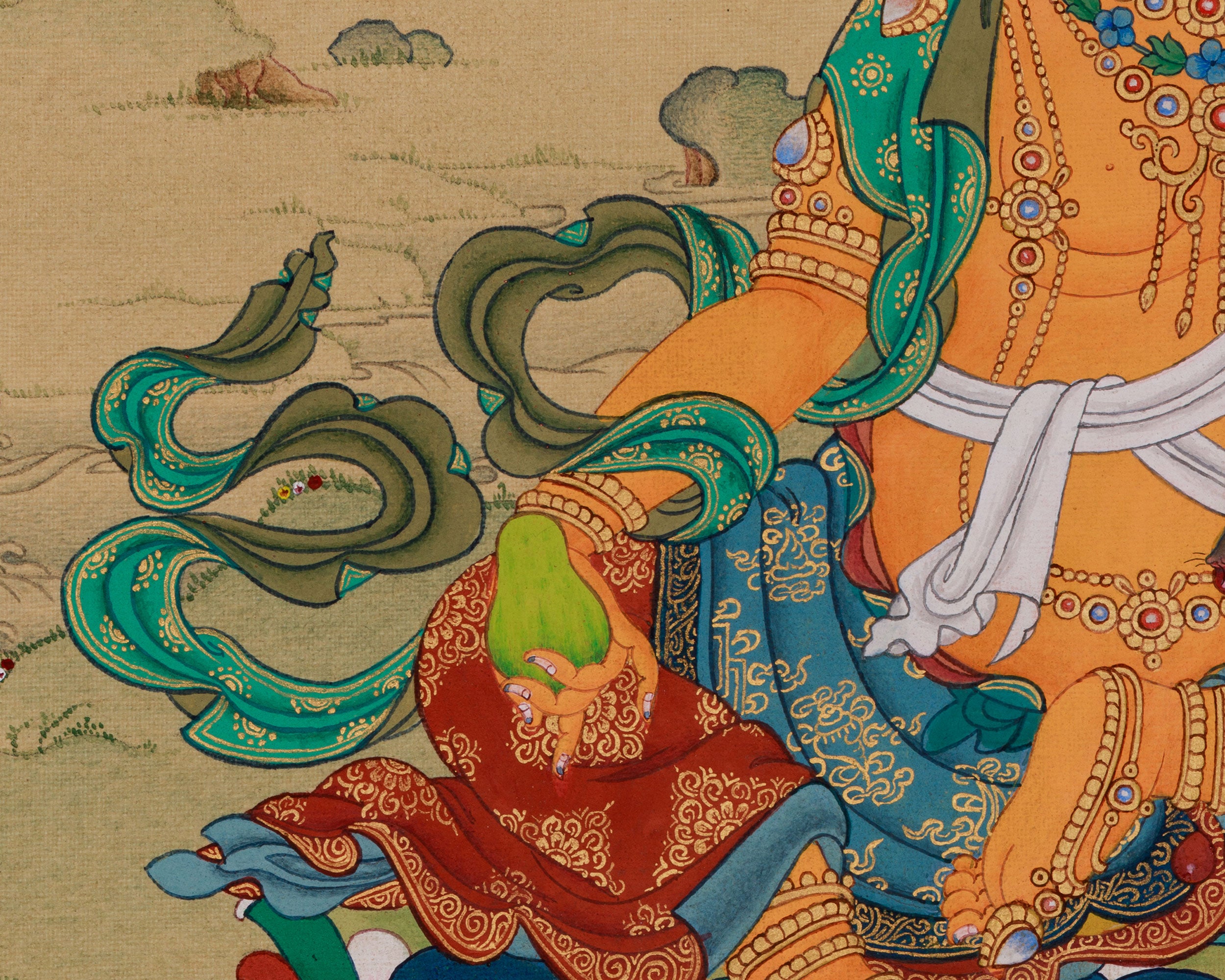 Tibetan Dzambhala with Ratnasambhava | Wealth Deity and Abundance